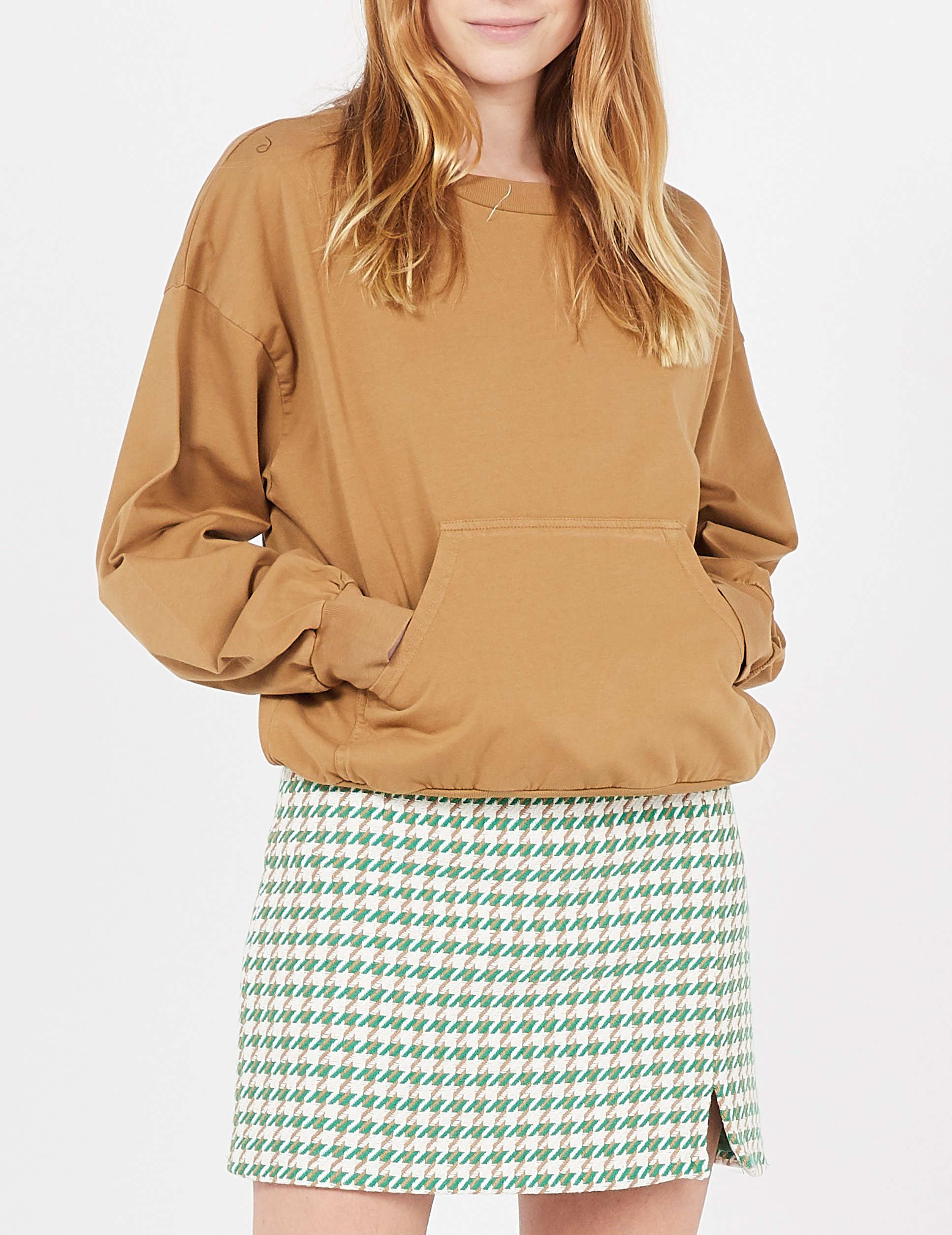 Mini jupe motif pied-de-poule en coton mélangé  IMPERIAL Blanc