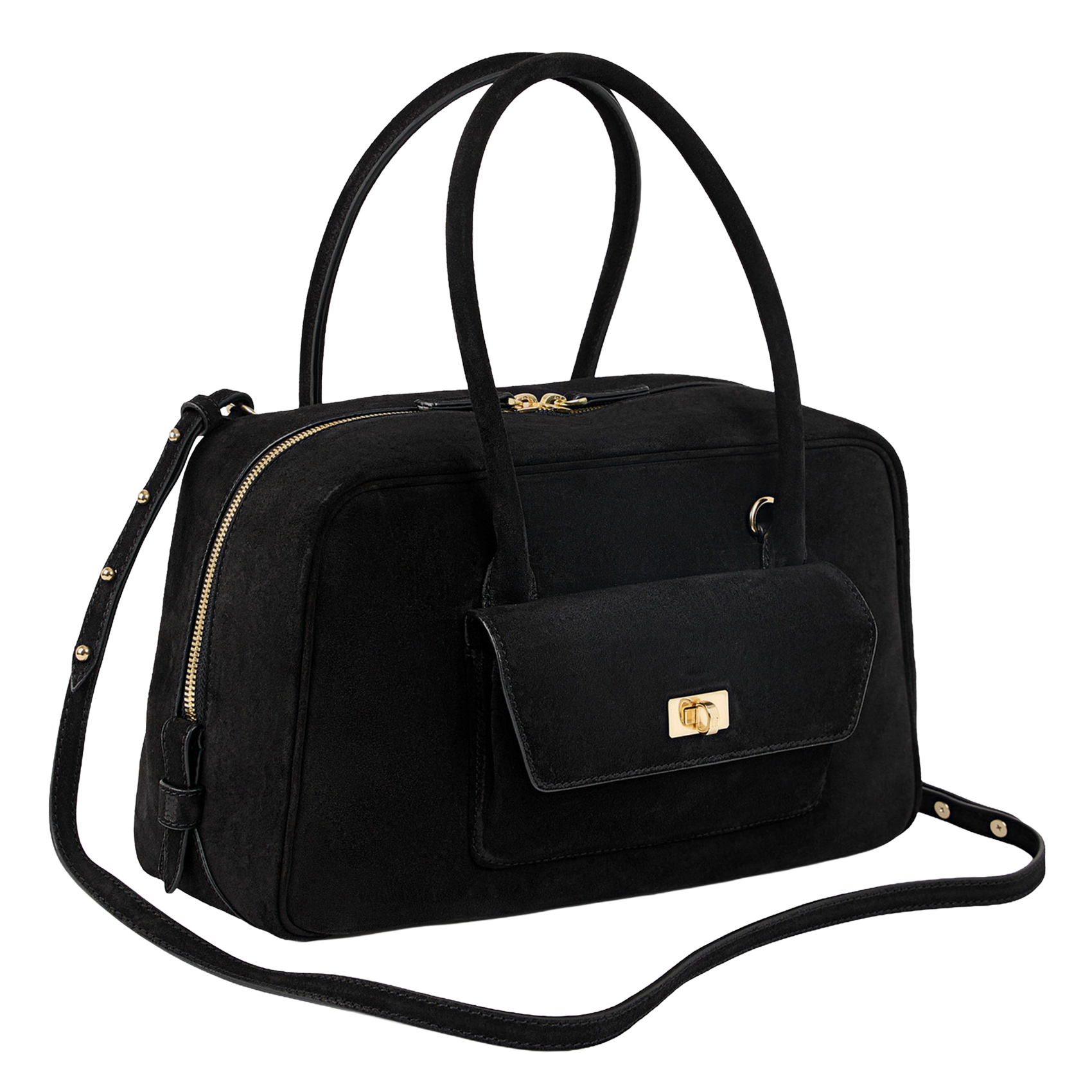 Sac cabas en cuir velours SANDRO Noir