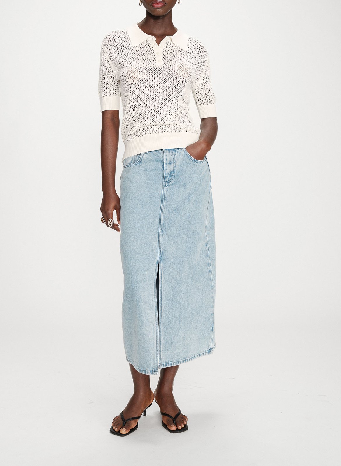 Straight knit fancy cardigan GRACE ET MILA White