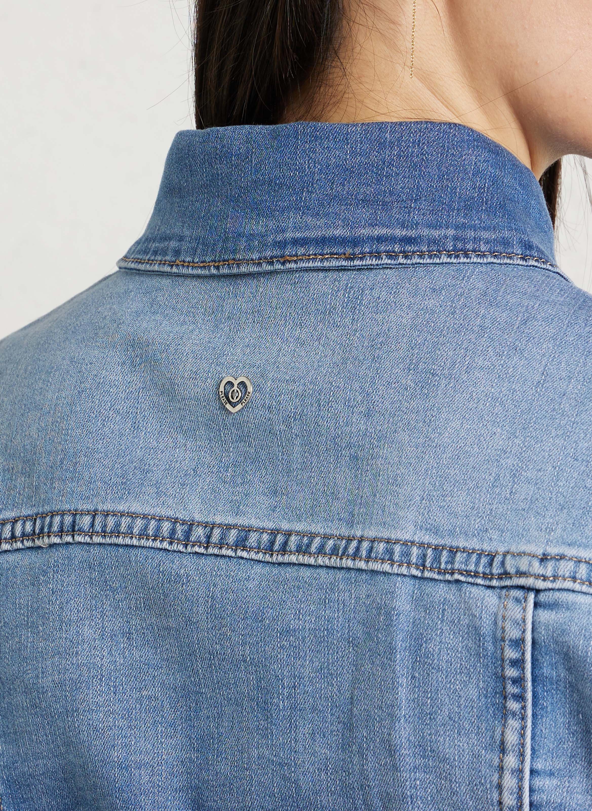 Chemise droite en jean boutonnée PLEASE Bleu