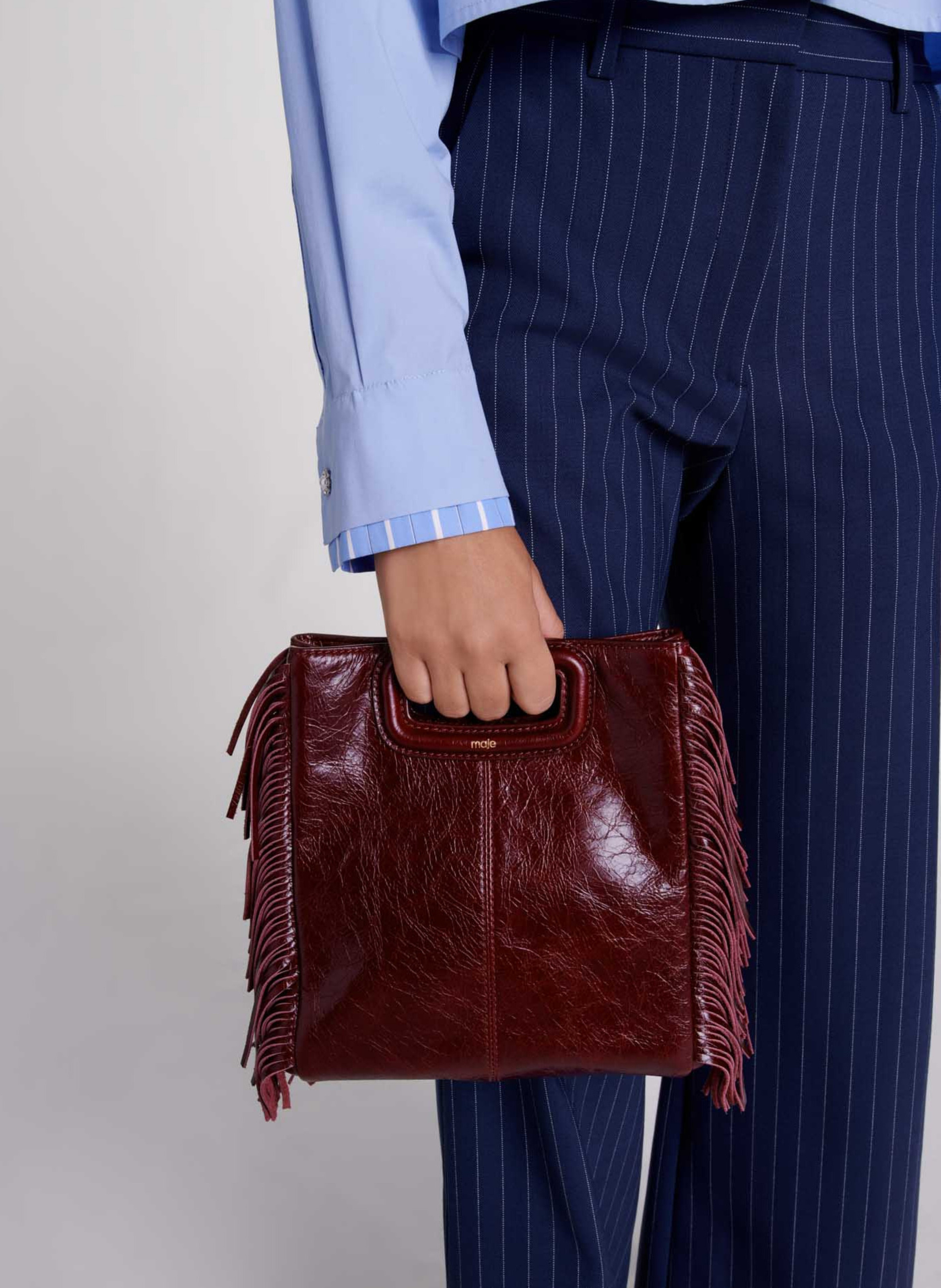 Sac bandoulière en cuir MAJE Rouge