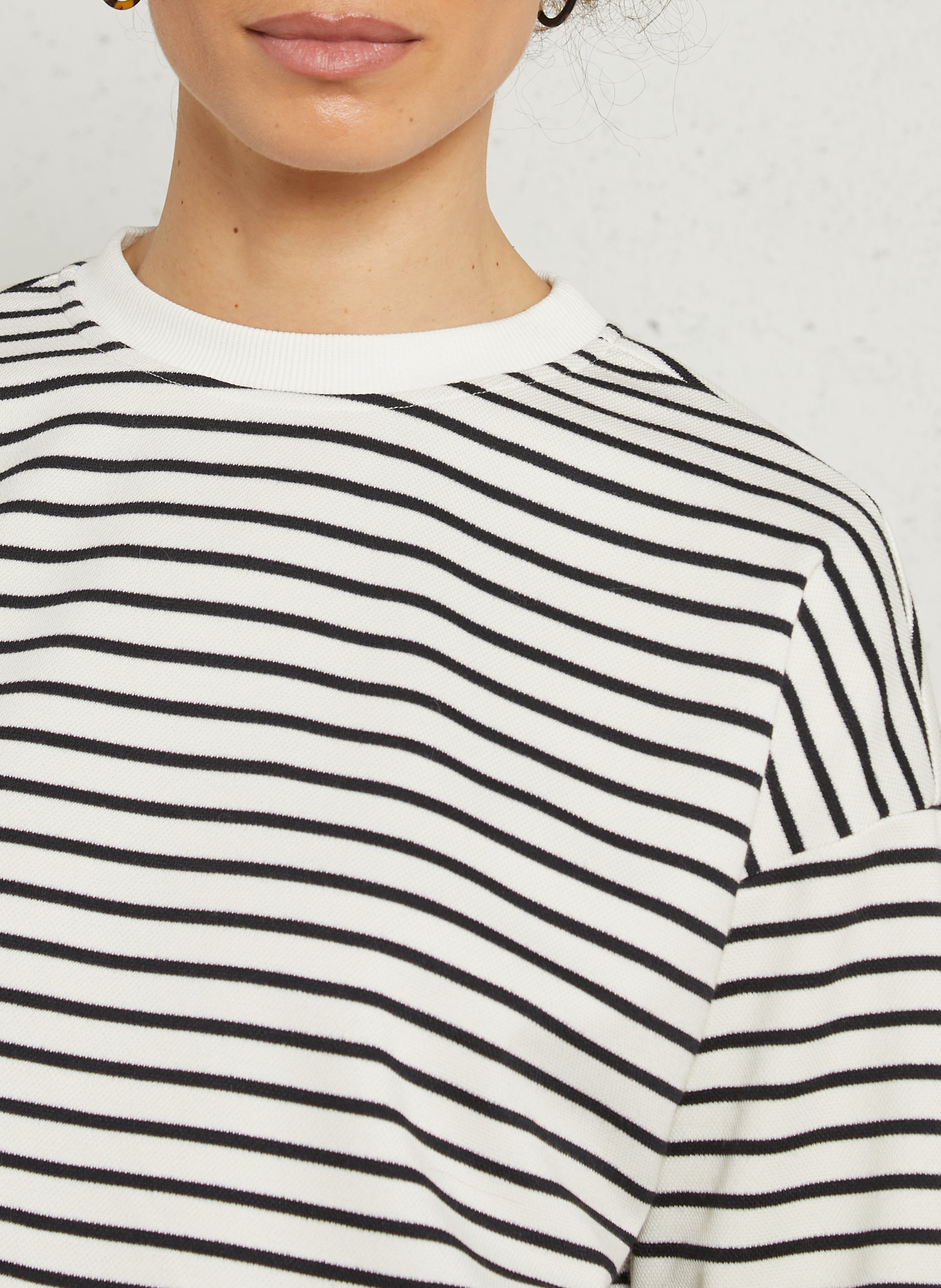 Tee-shirt marinière ample col rond MAISON 123 Blanc