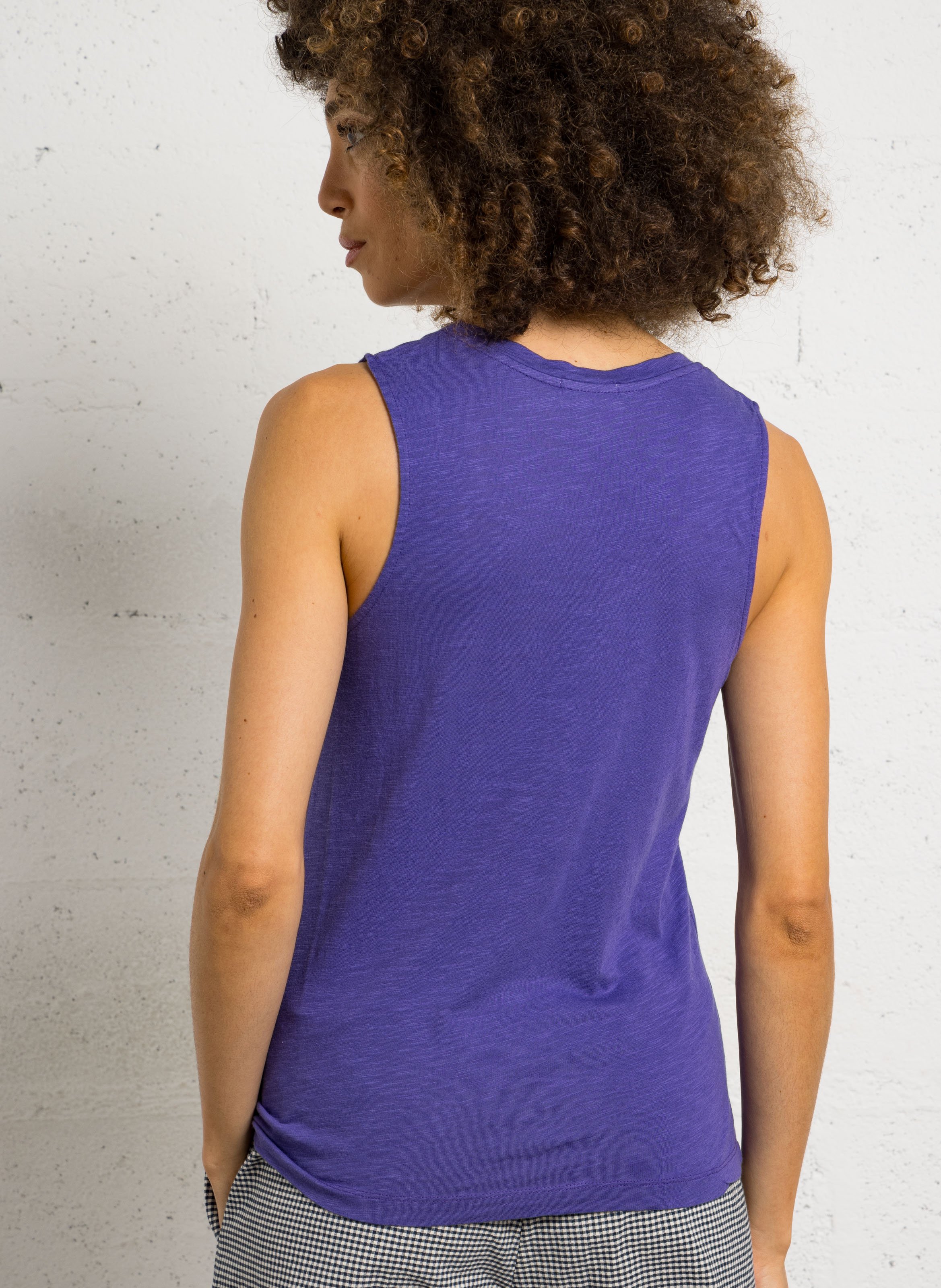 Rundhals-Tanktop aus Baumwoll-Mix AMERICAN VINTAGE Violett