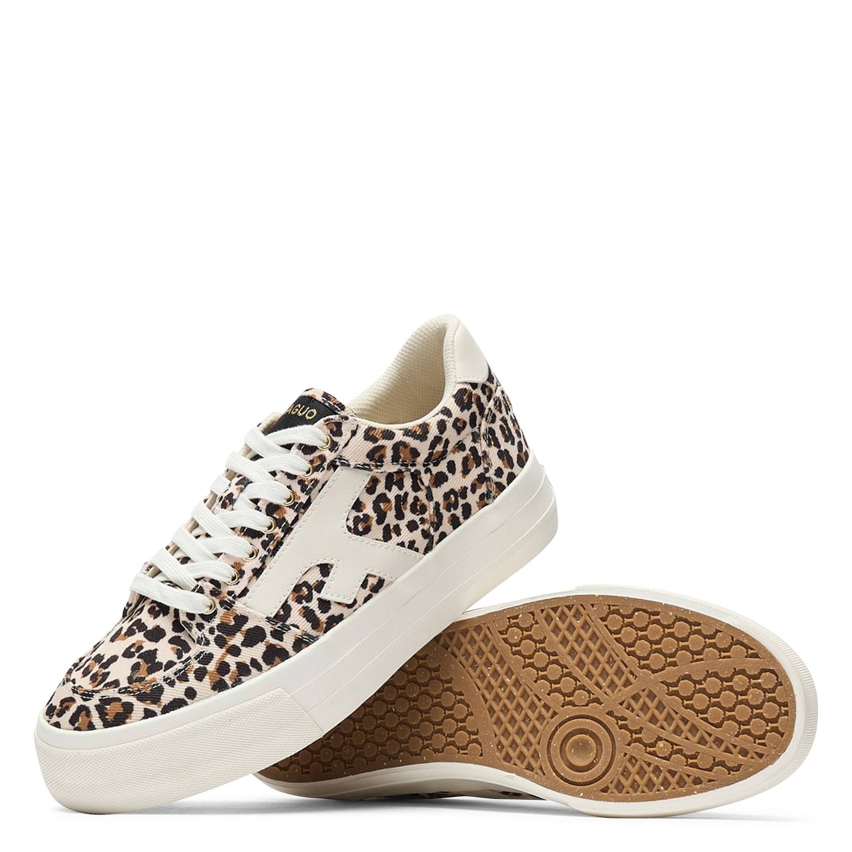 Leopard print canvas wedge sneakers FAGUO Beige