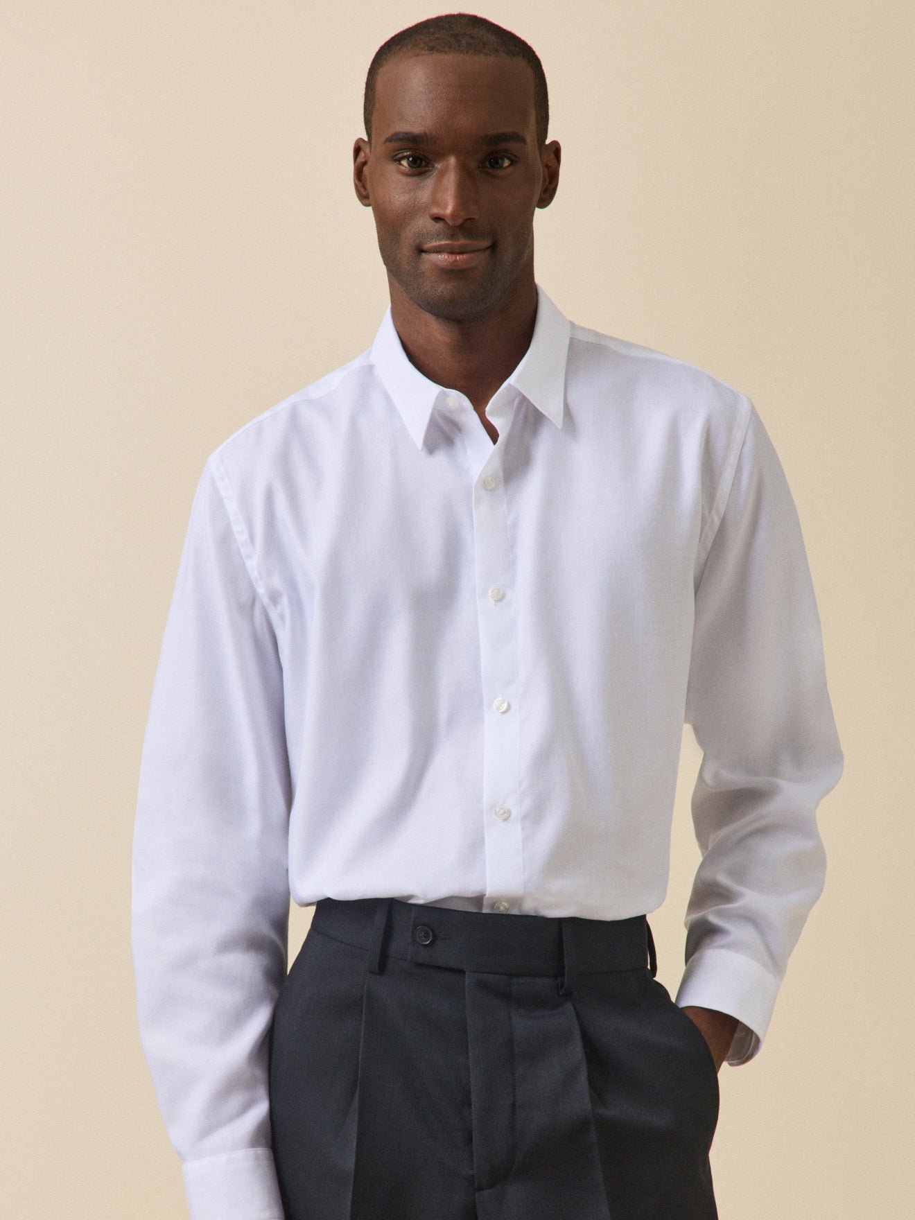 Solid twill shirt with a tailored fit CYRILLUS White