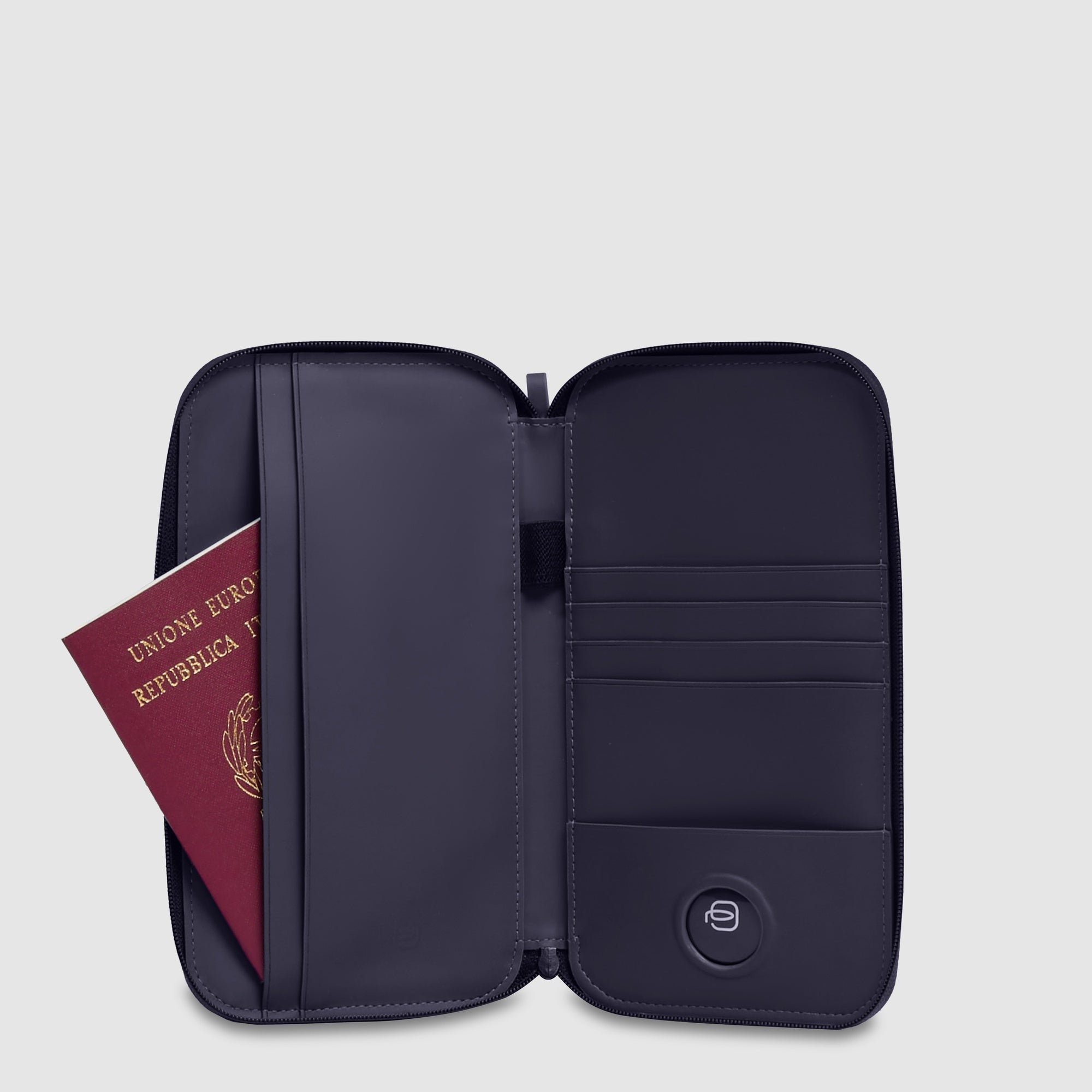 Zippered passport holder PIQUADRO Blue