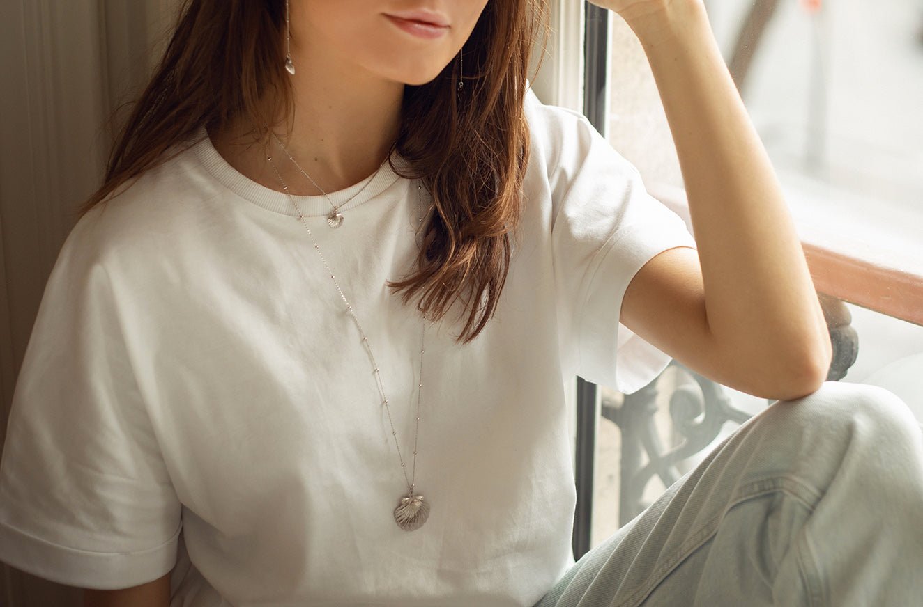 Silver-plated seashell drop earrings MONSIEUR SIMONE Golden