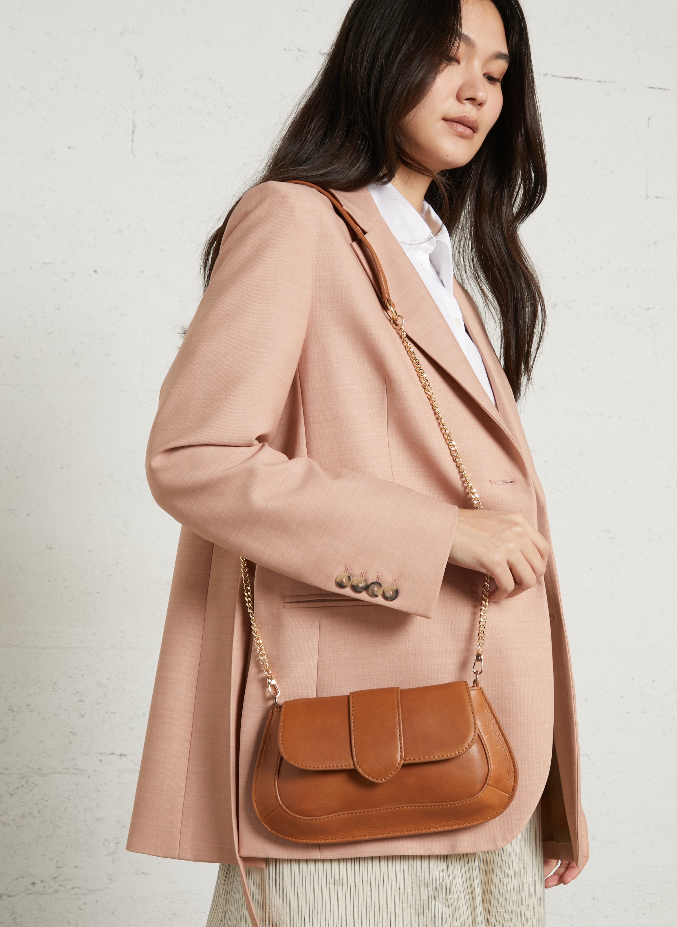 Leren clutch MAISON 123 Beige