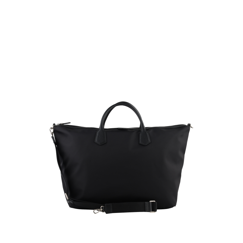 Canvas and leather travel bag Black