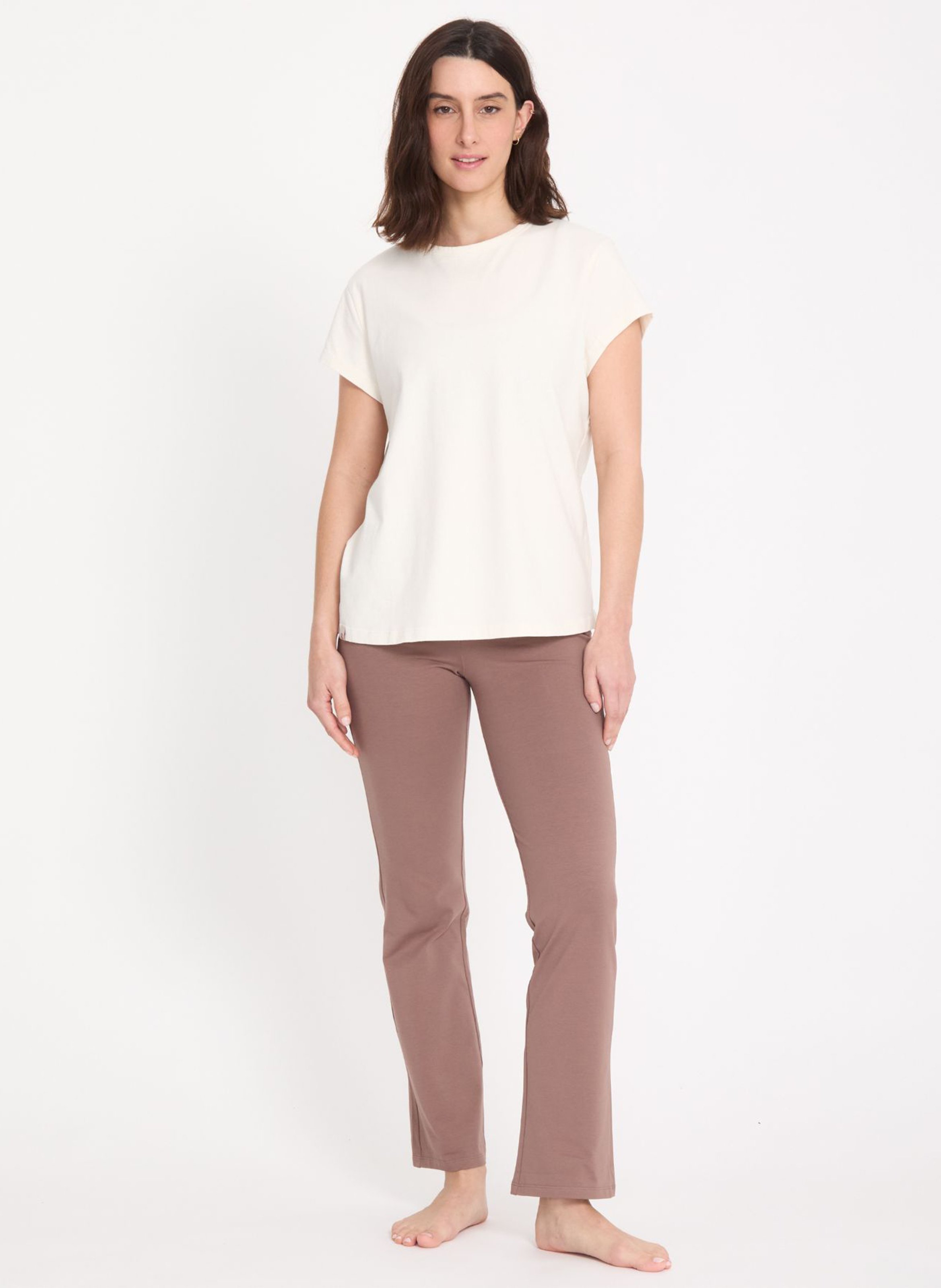 Tee-shirt droit sérigraphie dos YOGA SEARCHER Beige