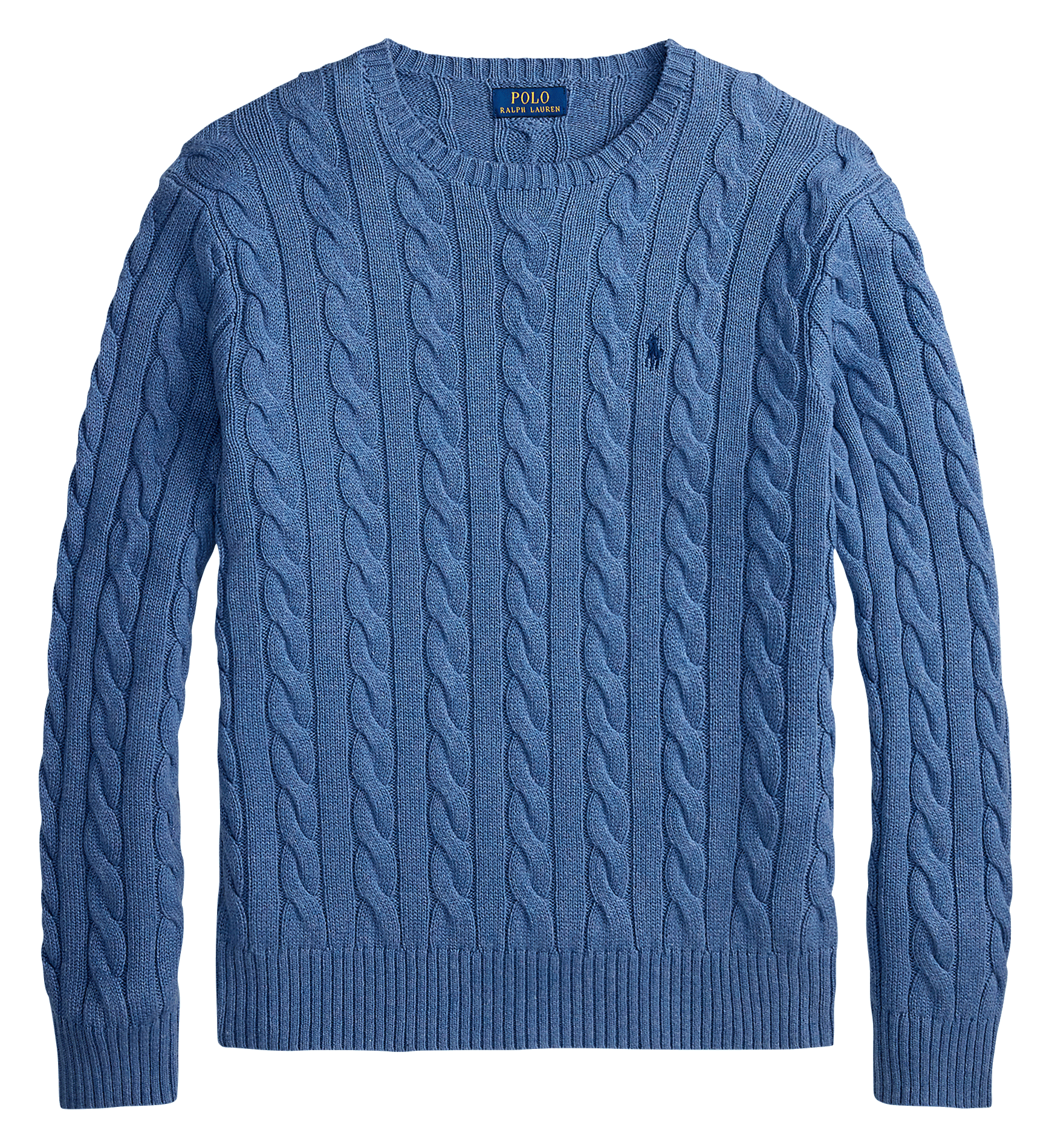 Cotton round-neck sweater   Blue borage heather