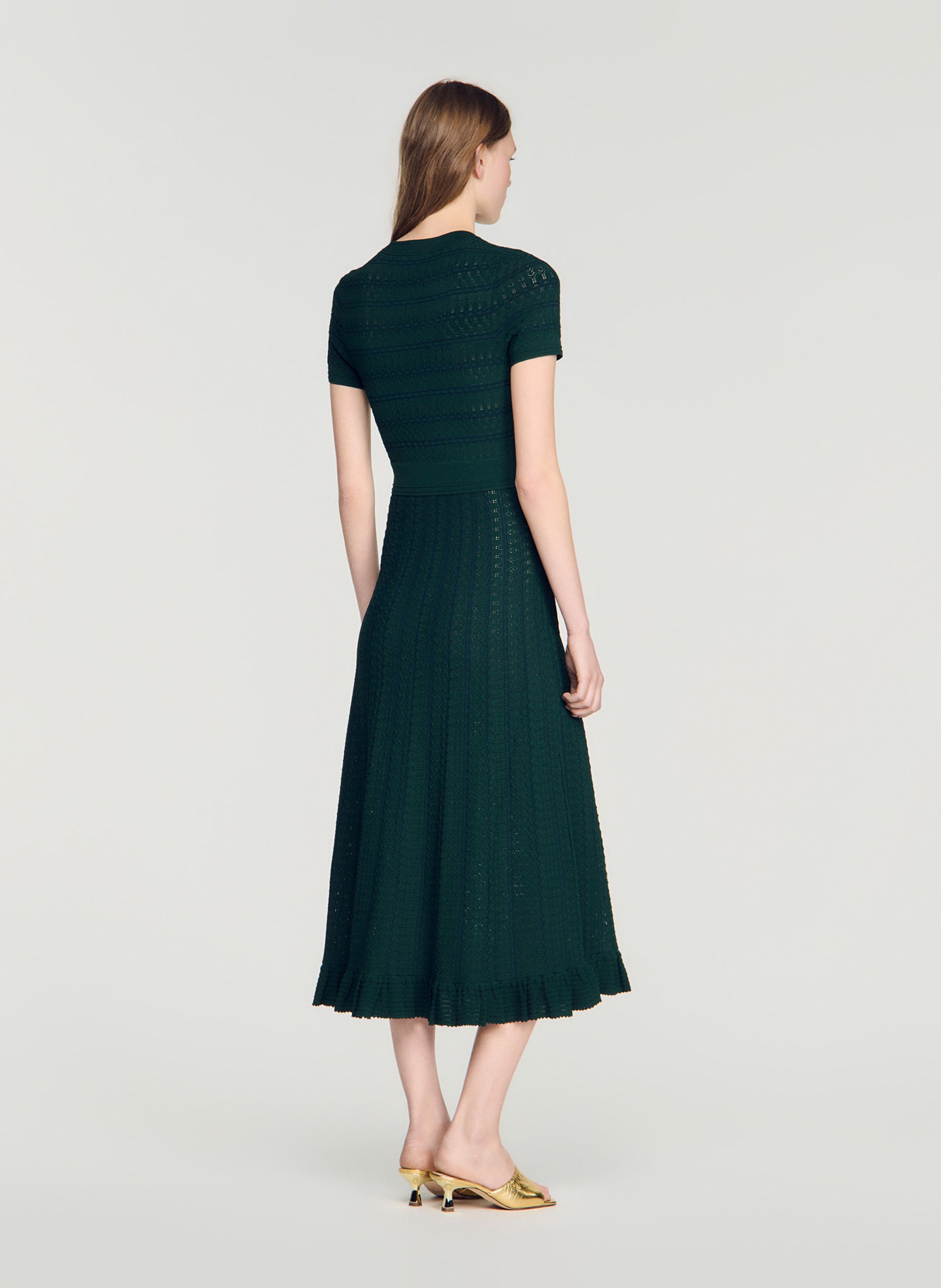 Long knit dress SANDRO Green