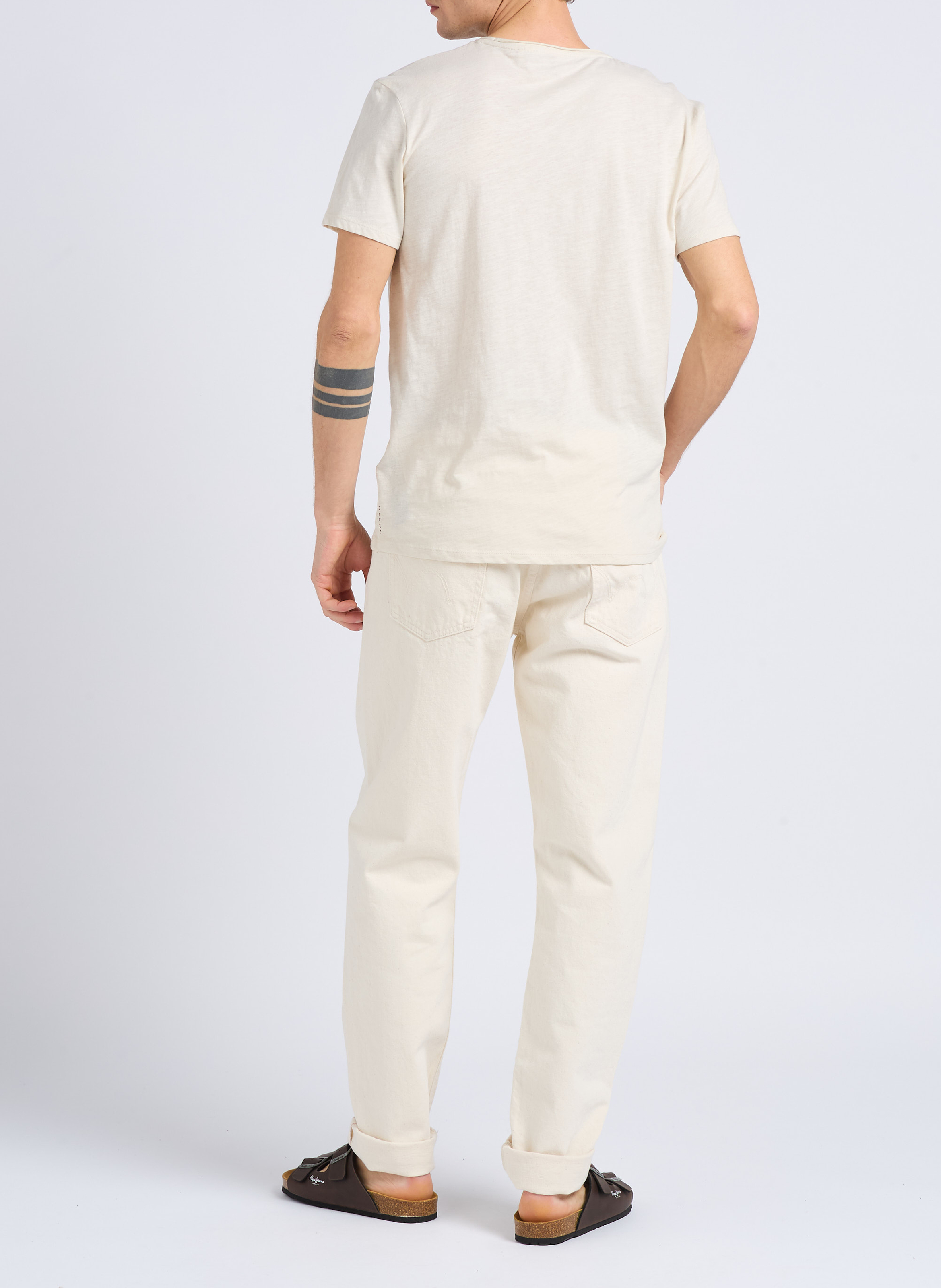 T-shirt van gevlamd katoen met ronde hals IKKS Wit
