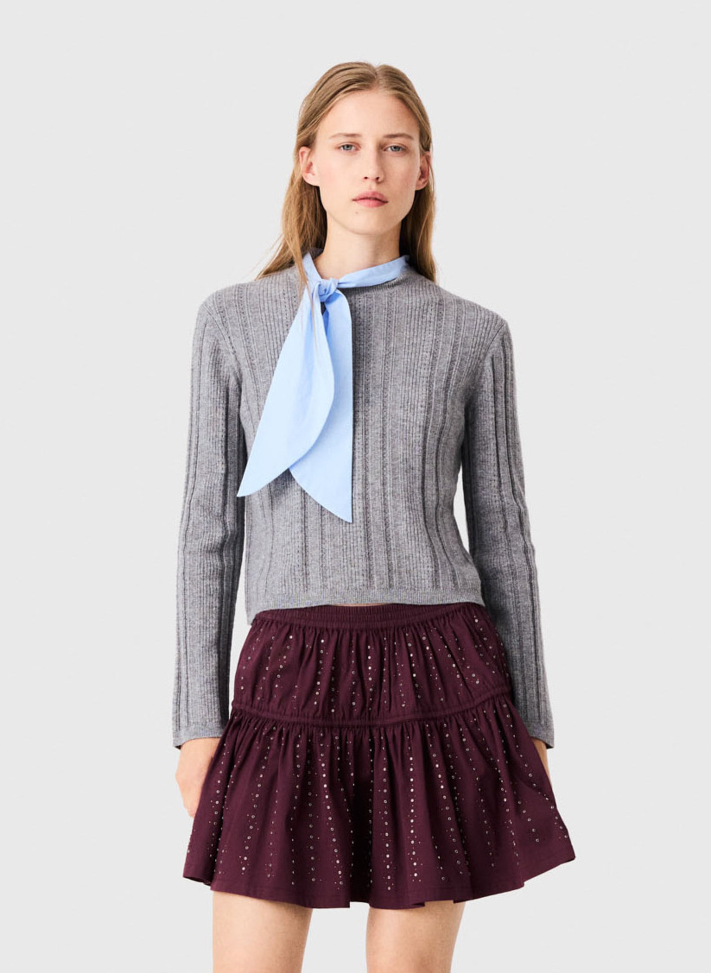 Pull droit en laine mélangée MAJE Gris