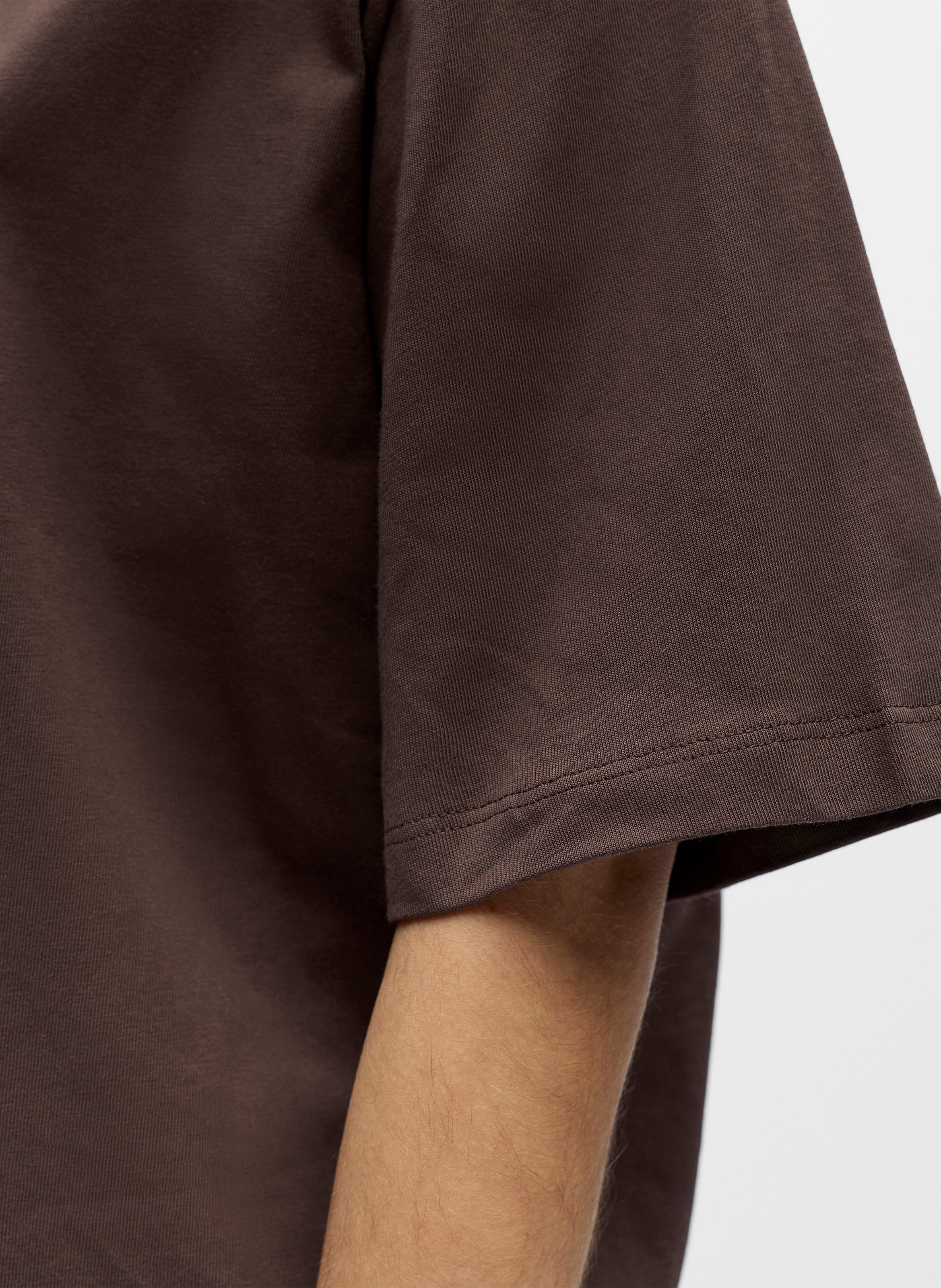 T-shirt van biologisch katoen met ronde hals | Bruin OBJECT Dames