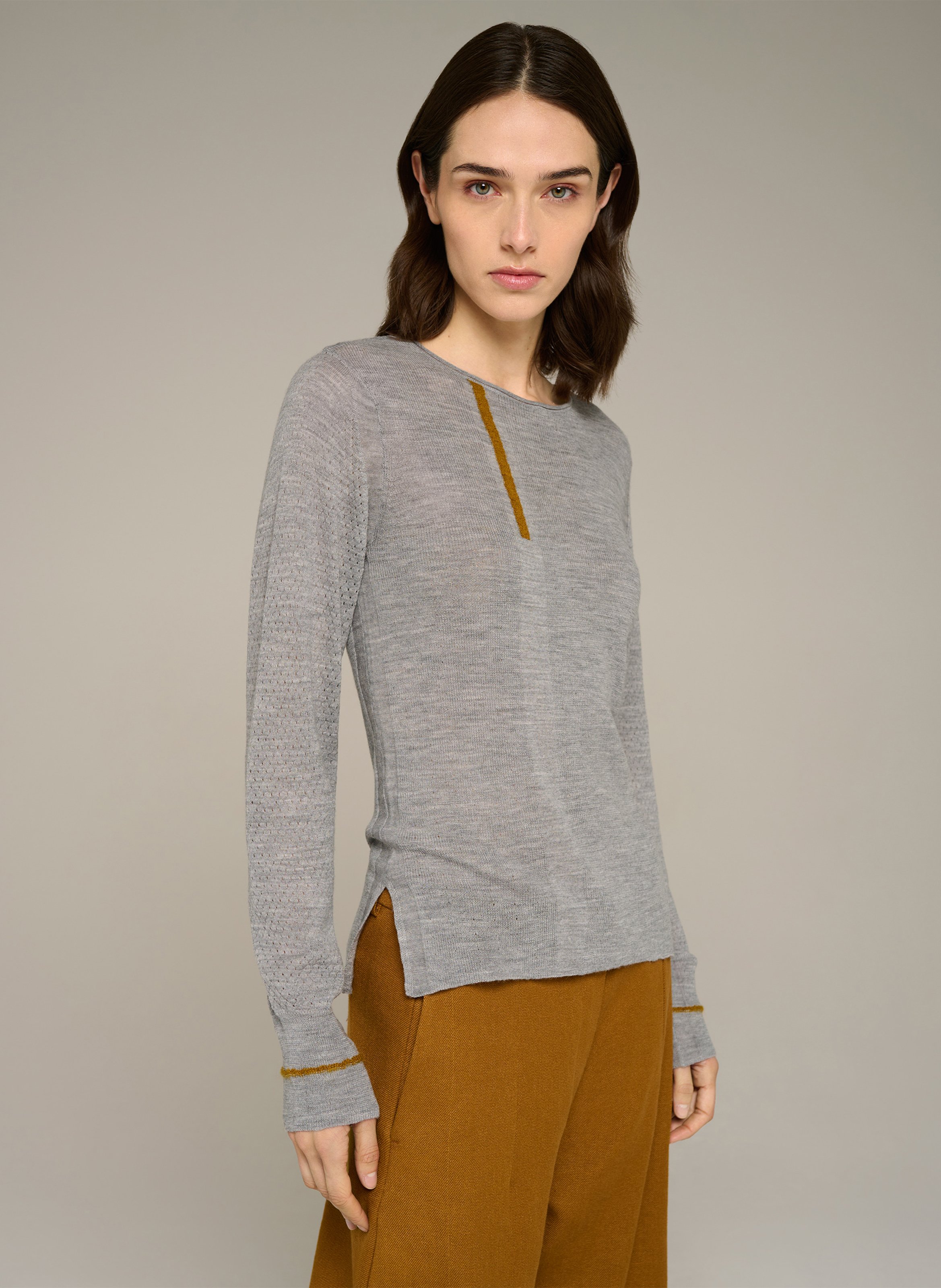 Rundhalspullover aus feinem Wollmix COTELAC Beige