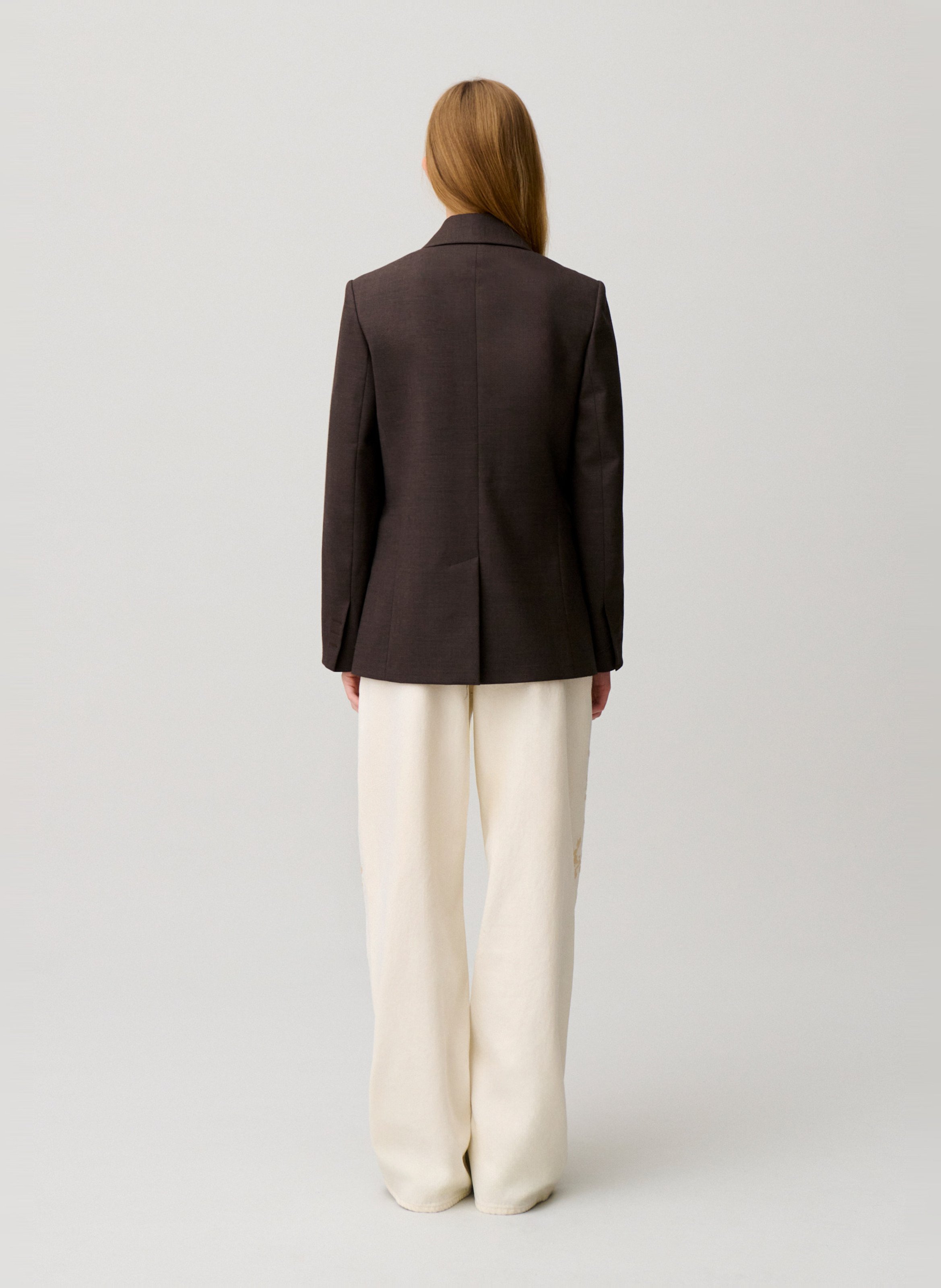 Blazer van effen gemengde wol CLAUDIE PIERLOT Bruin