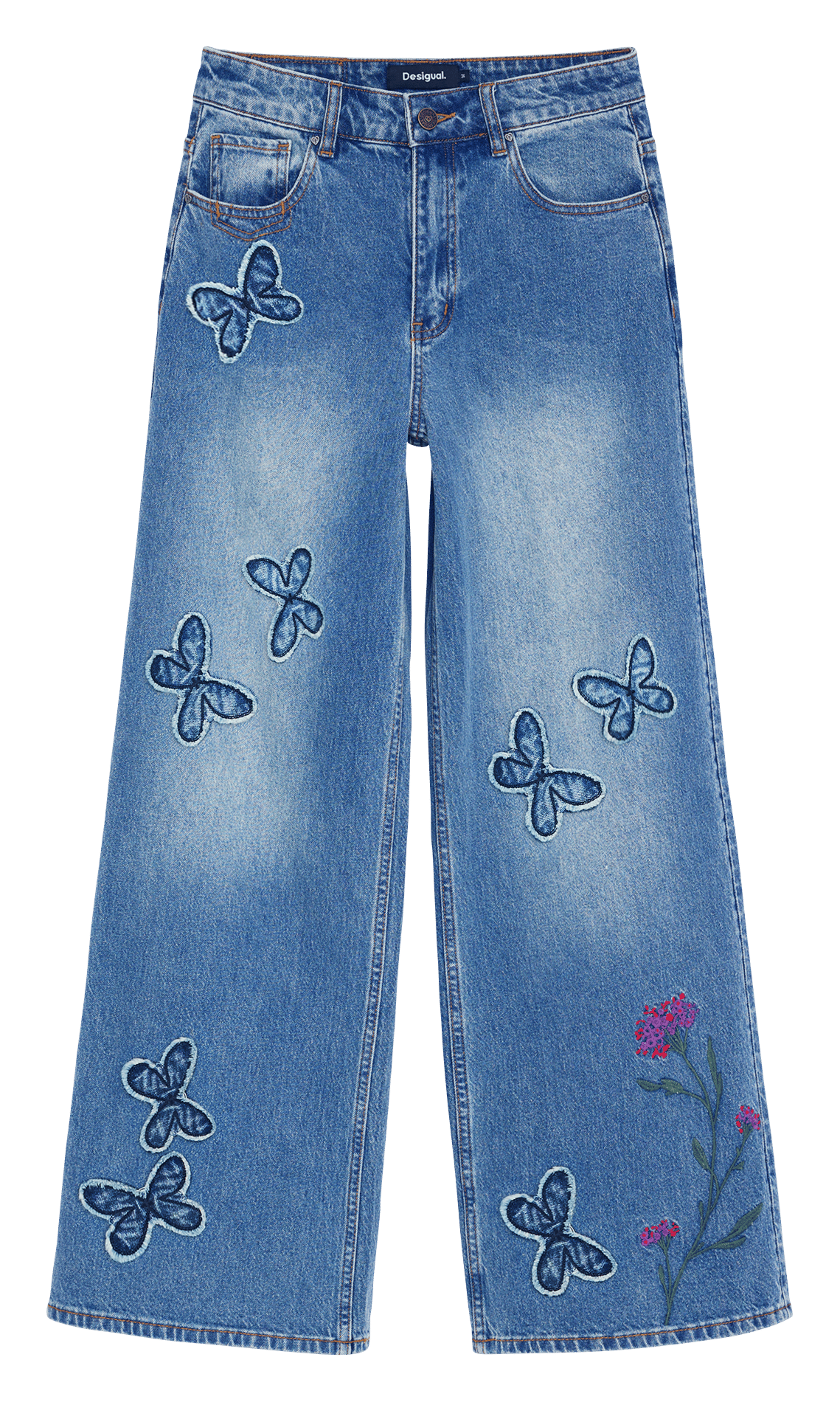 Weite Jeans mit bestickten Mustern DESIGUAL Blau