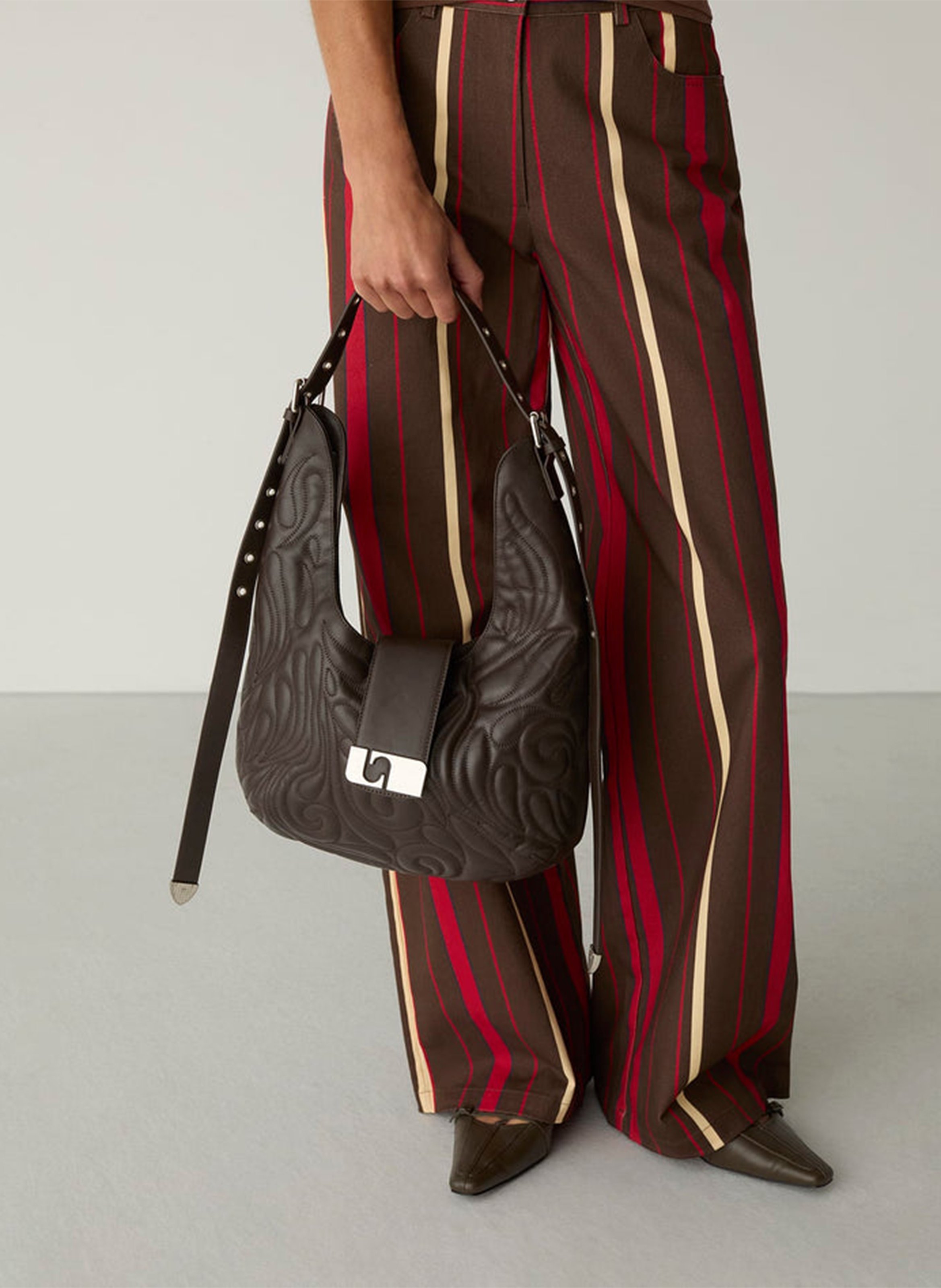 Pantalon droit en coton mélangé LAAGAM Marron