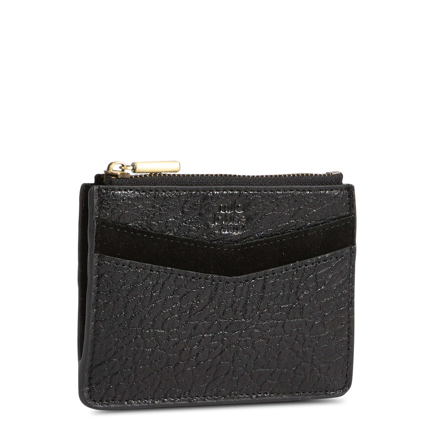 Porte-cartes en cuir texturé MILA LOUISE Noir