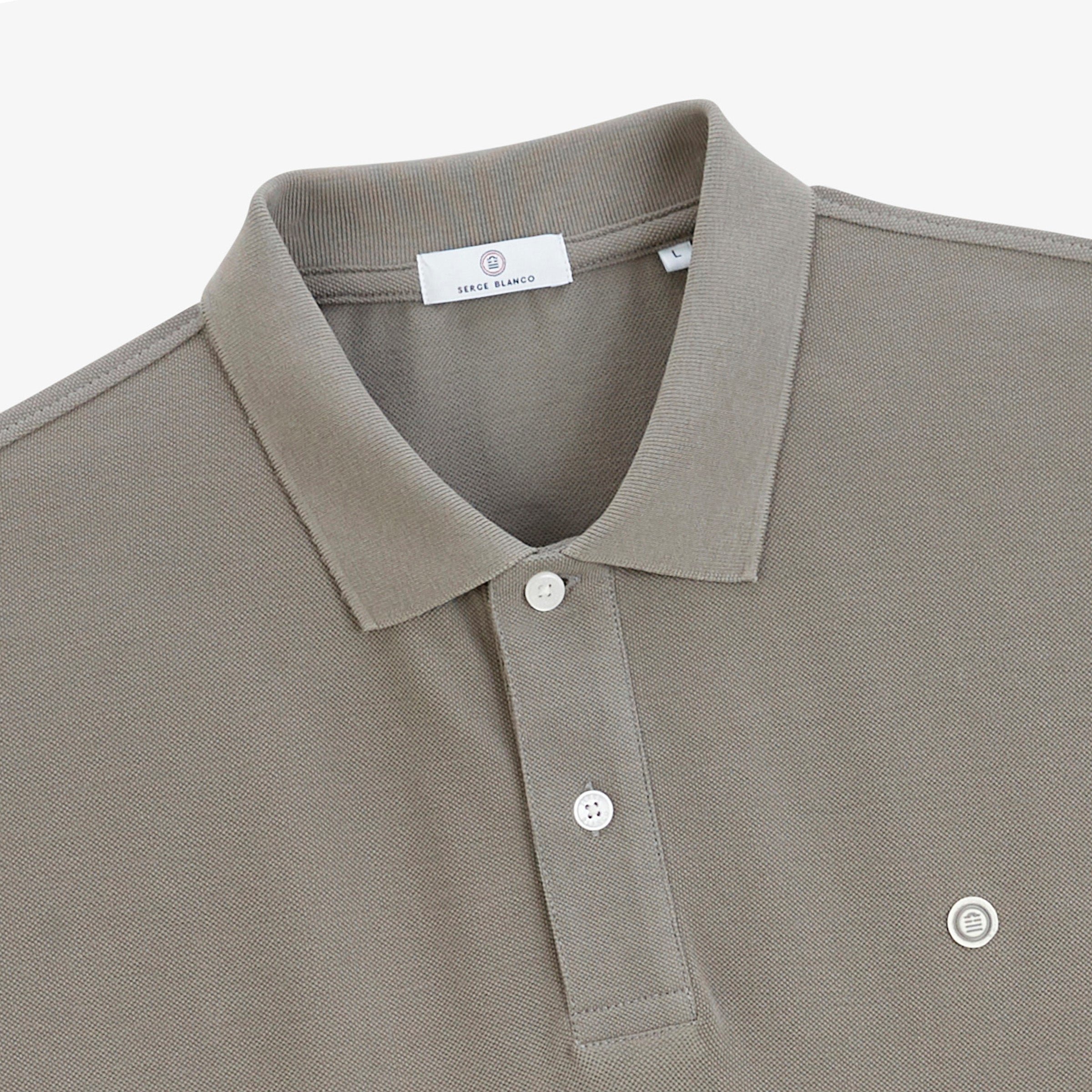 Lucas short-sleeve grey feather cotton piqué polo. SERGE BLANCO Grey