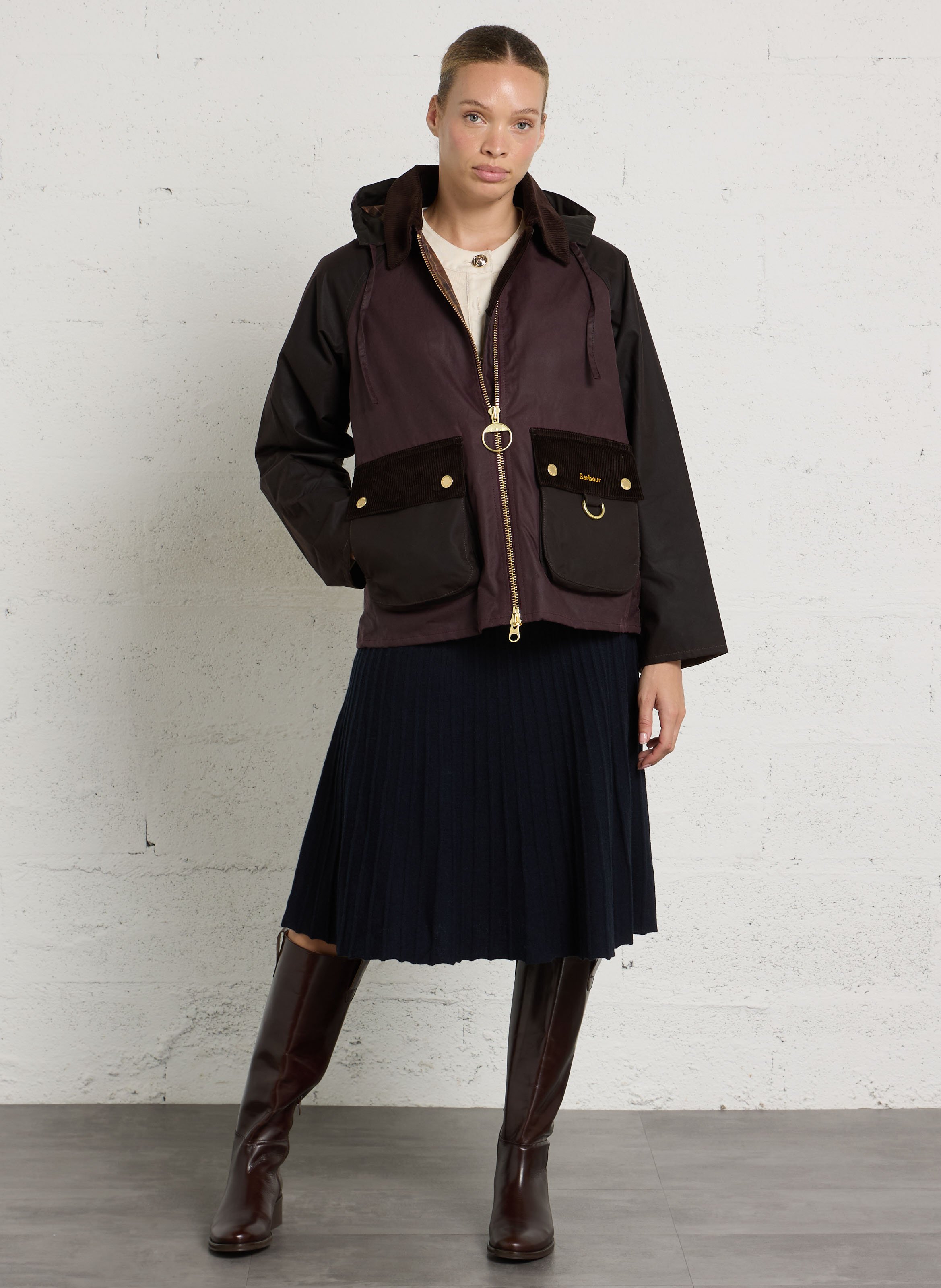 Weite Kapuzenjacke aus Baumwolle BARBOUR Braun