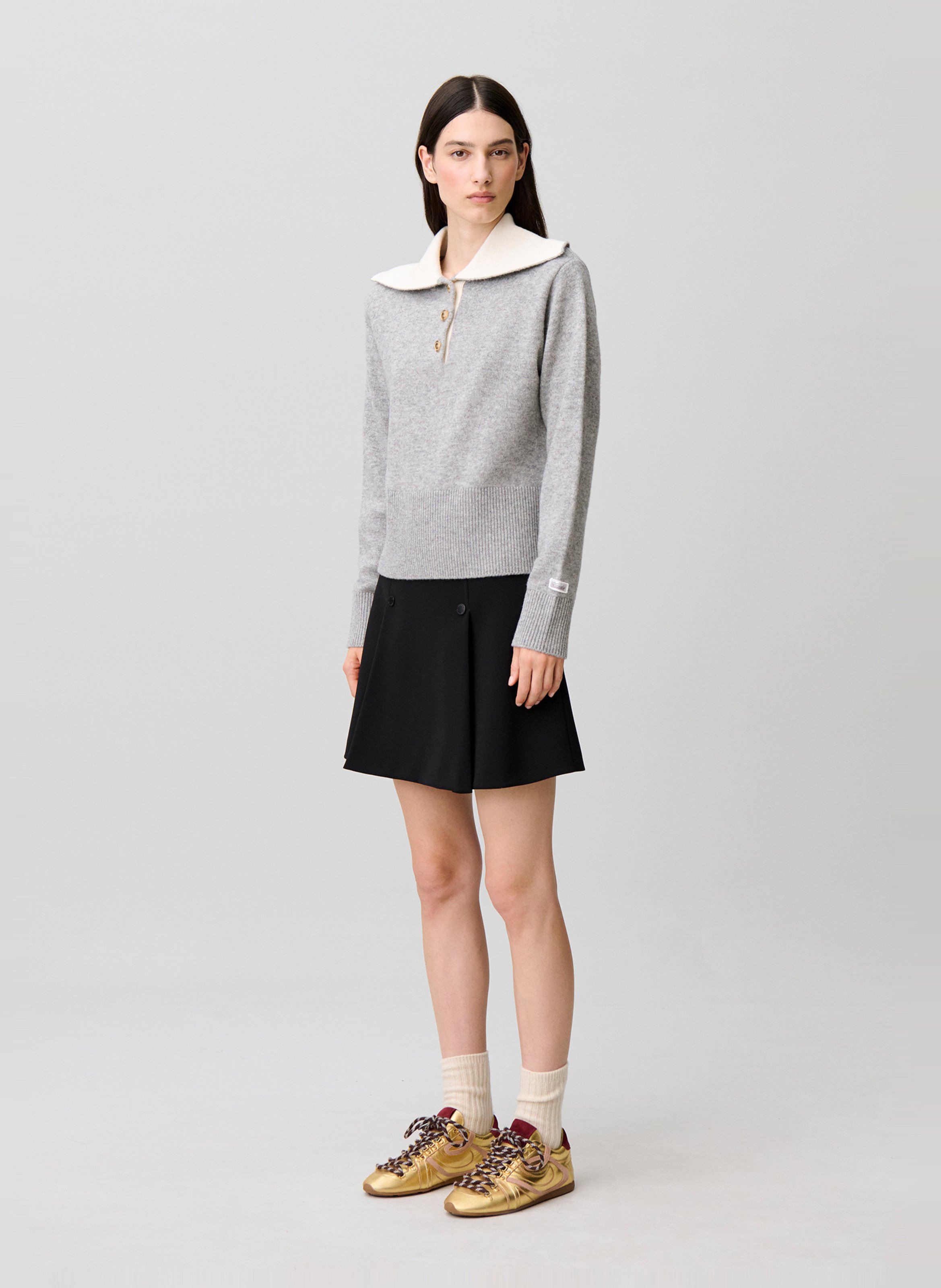 Pull col camionneur en laine CLAUDIE PIERLOT Gris
