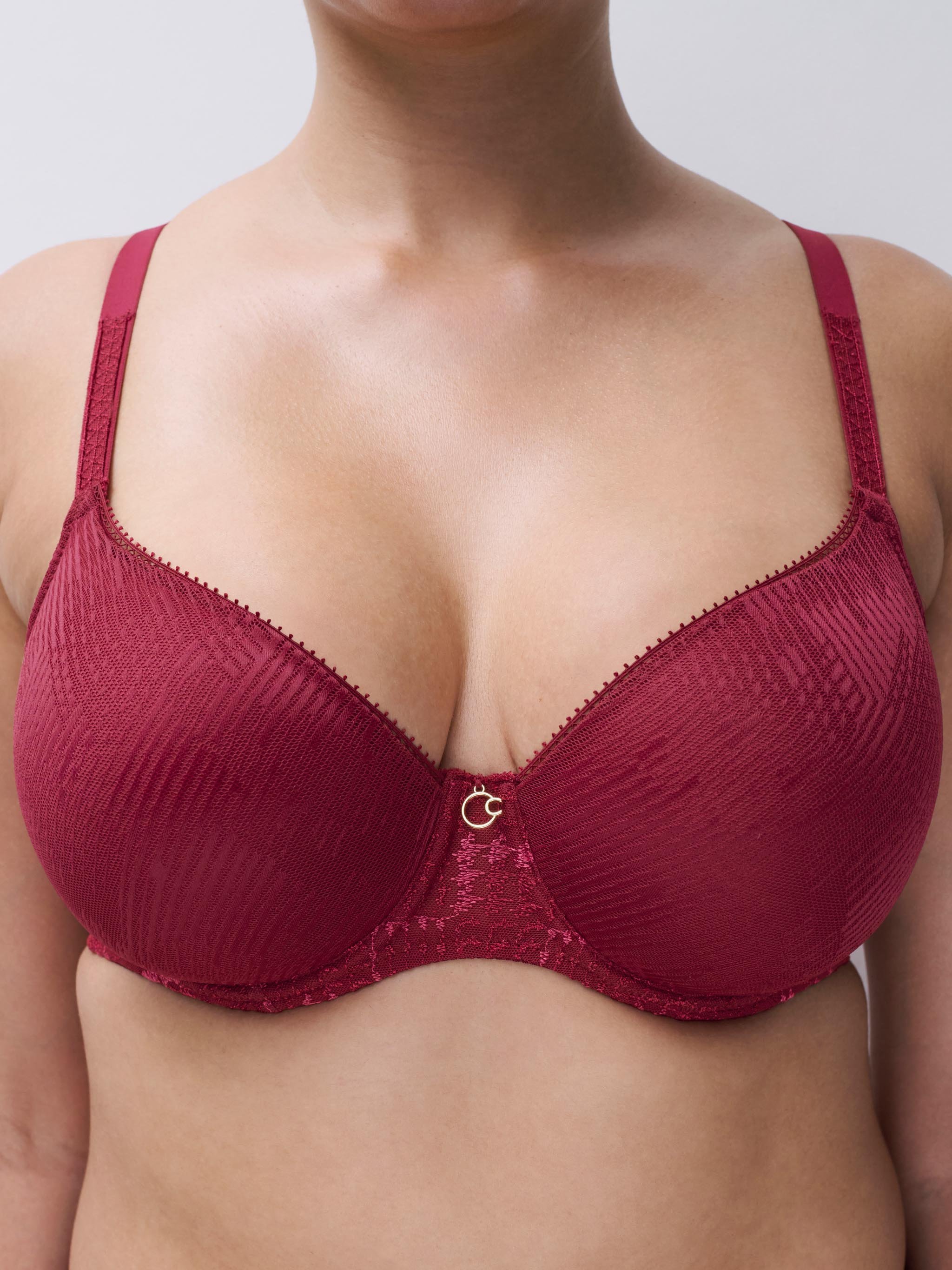 Memory foam full cup bra with embroidery CHANTELLE Red