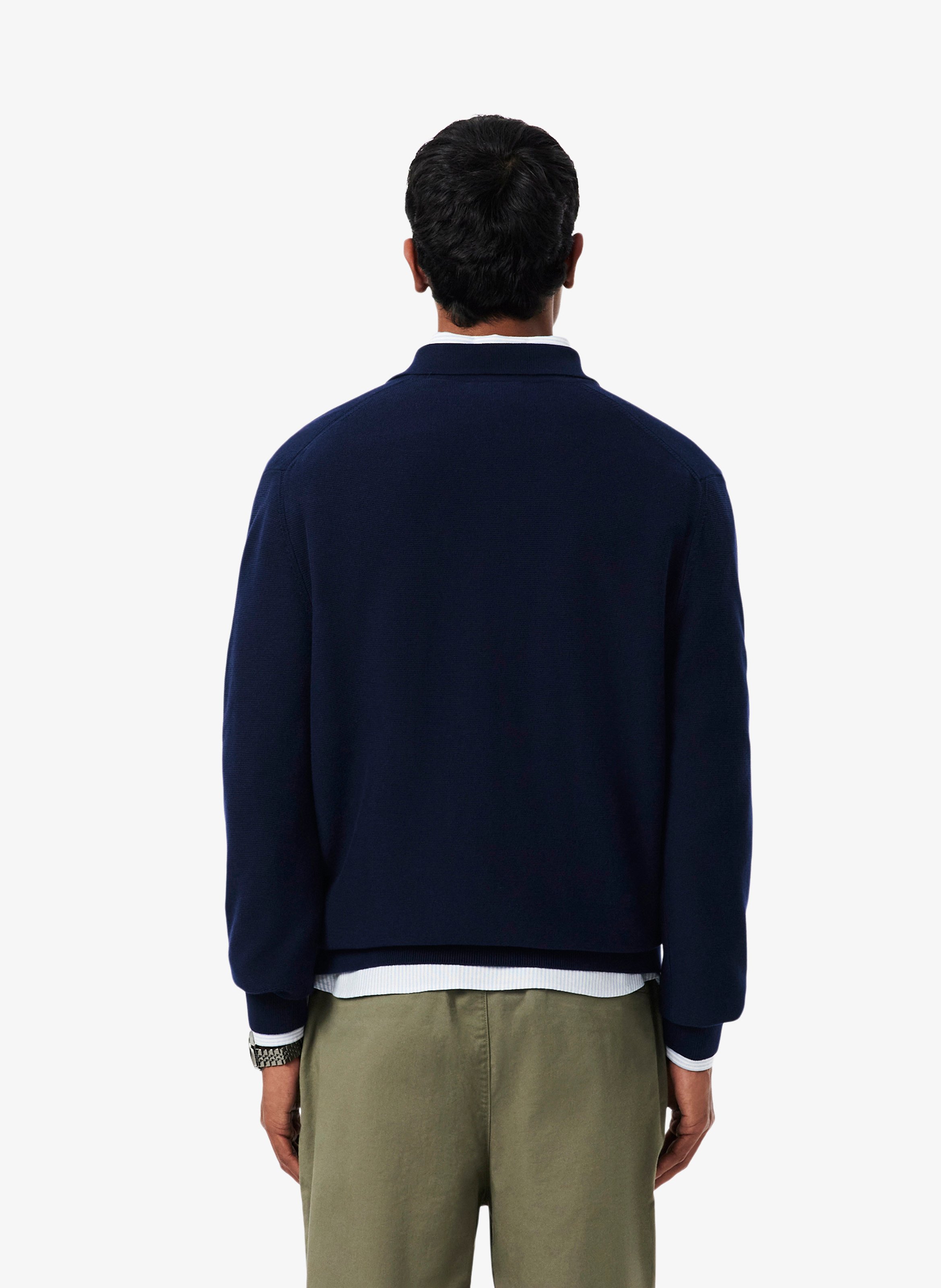 Straight fit long-sleeved cotton polo LACOSTE Blue
