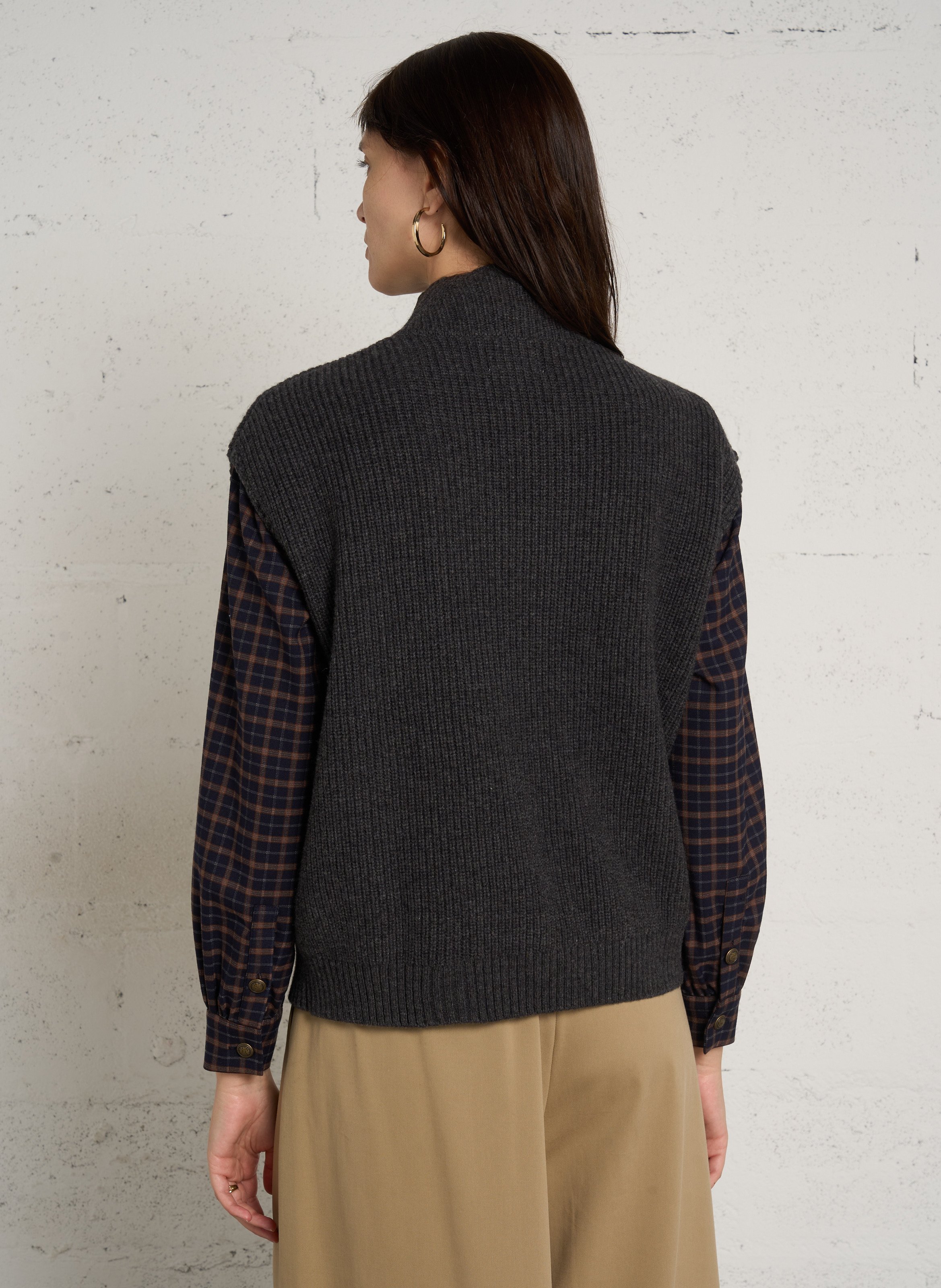 Pull sans manches en laine  MAISON 123 Gris