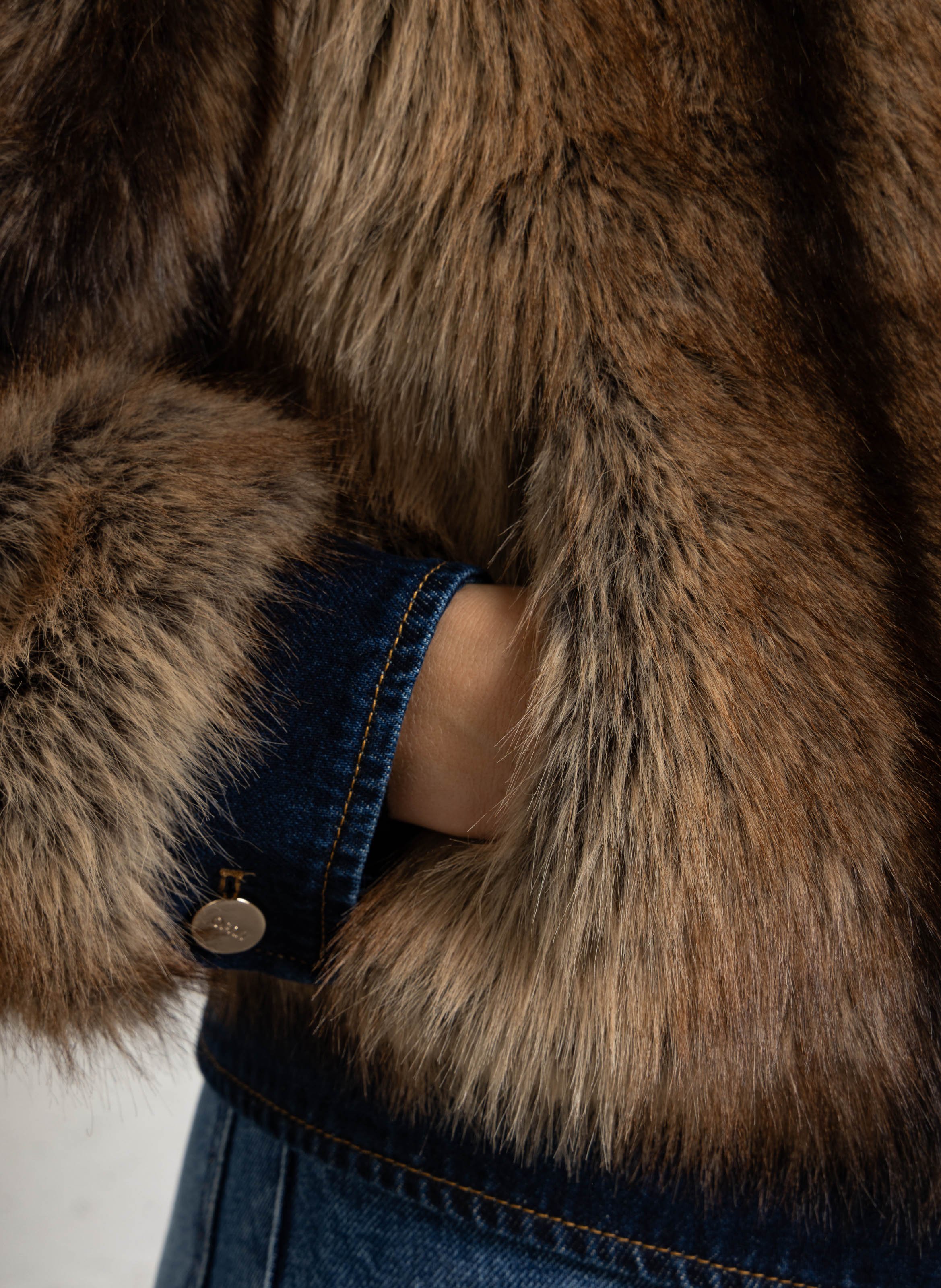 Straight faux fur jacket LIU JO Brown