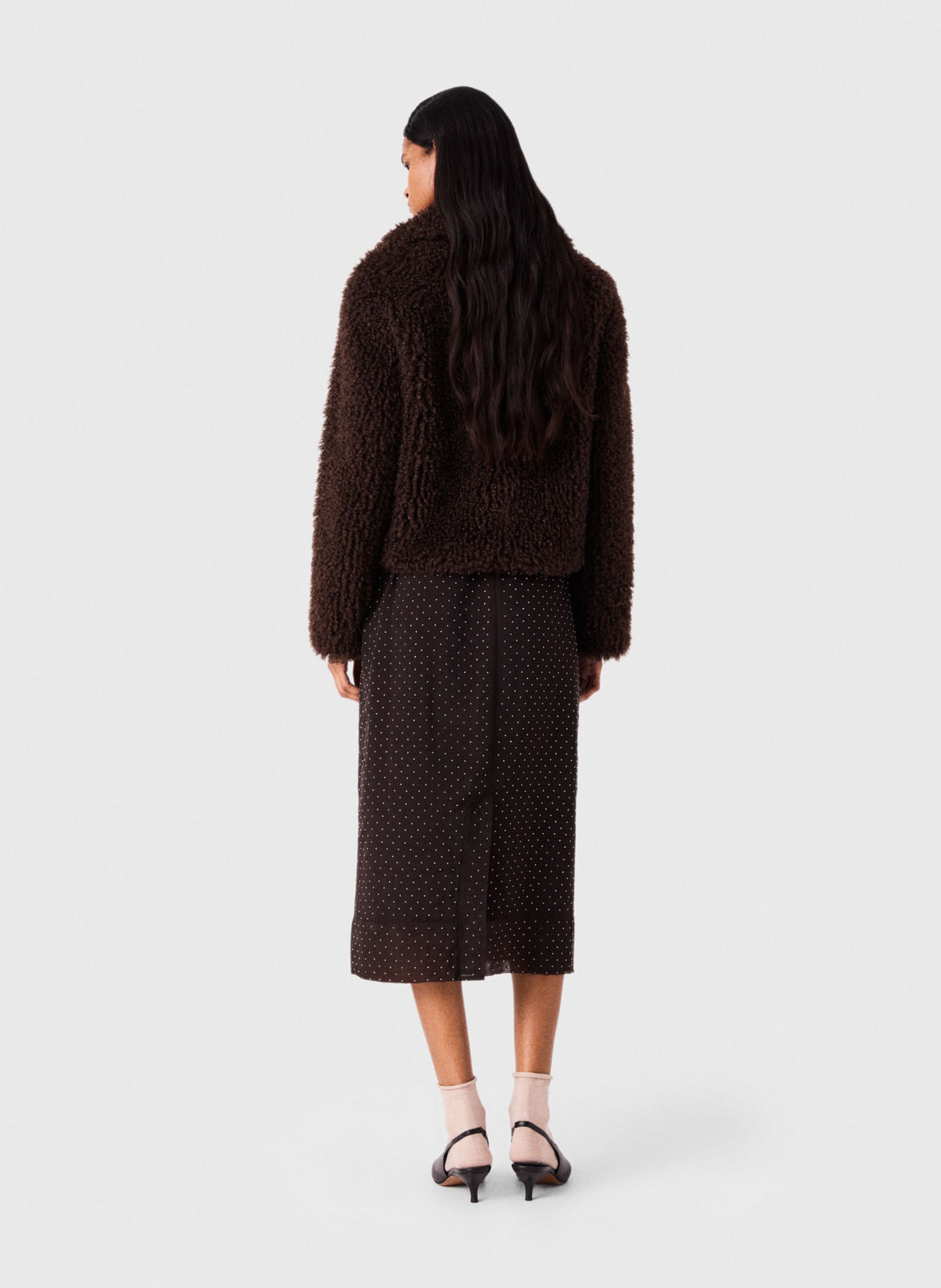Veste col classique en fausse fourrure MAJE Marron