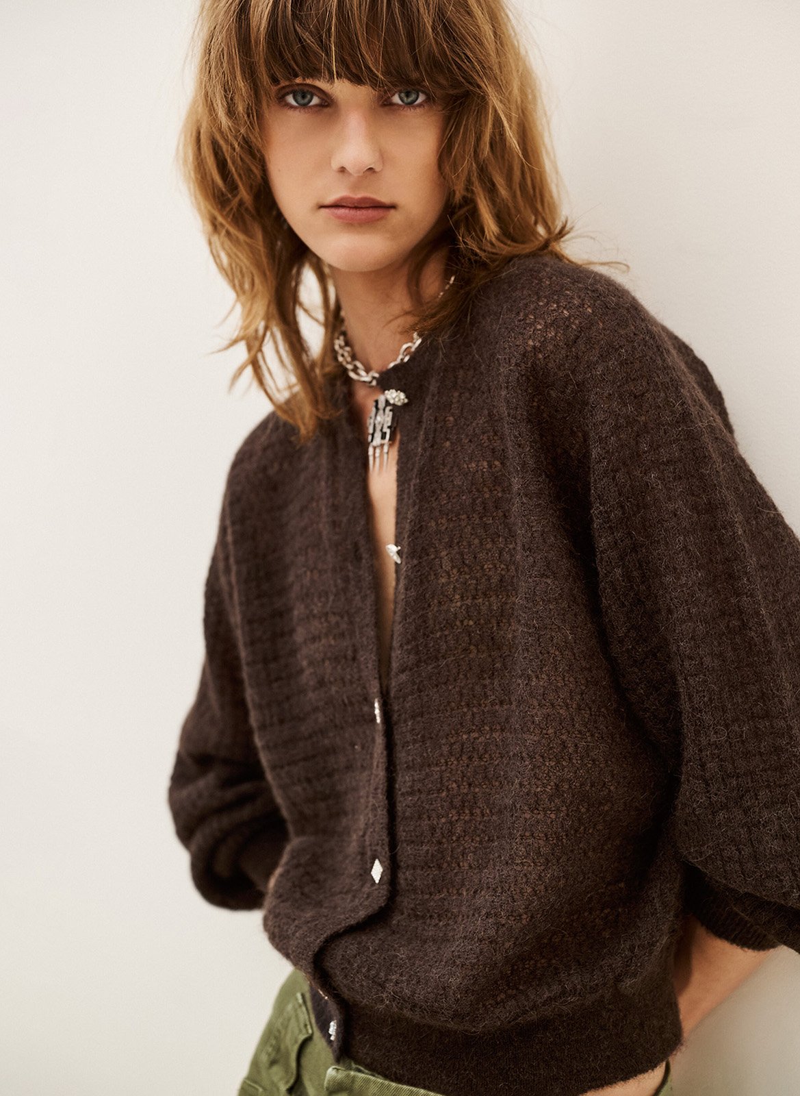 Gilet ample en laine mélangée | Marron BA&SH Femme