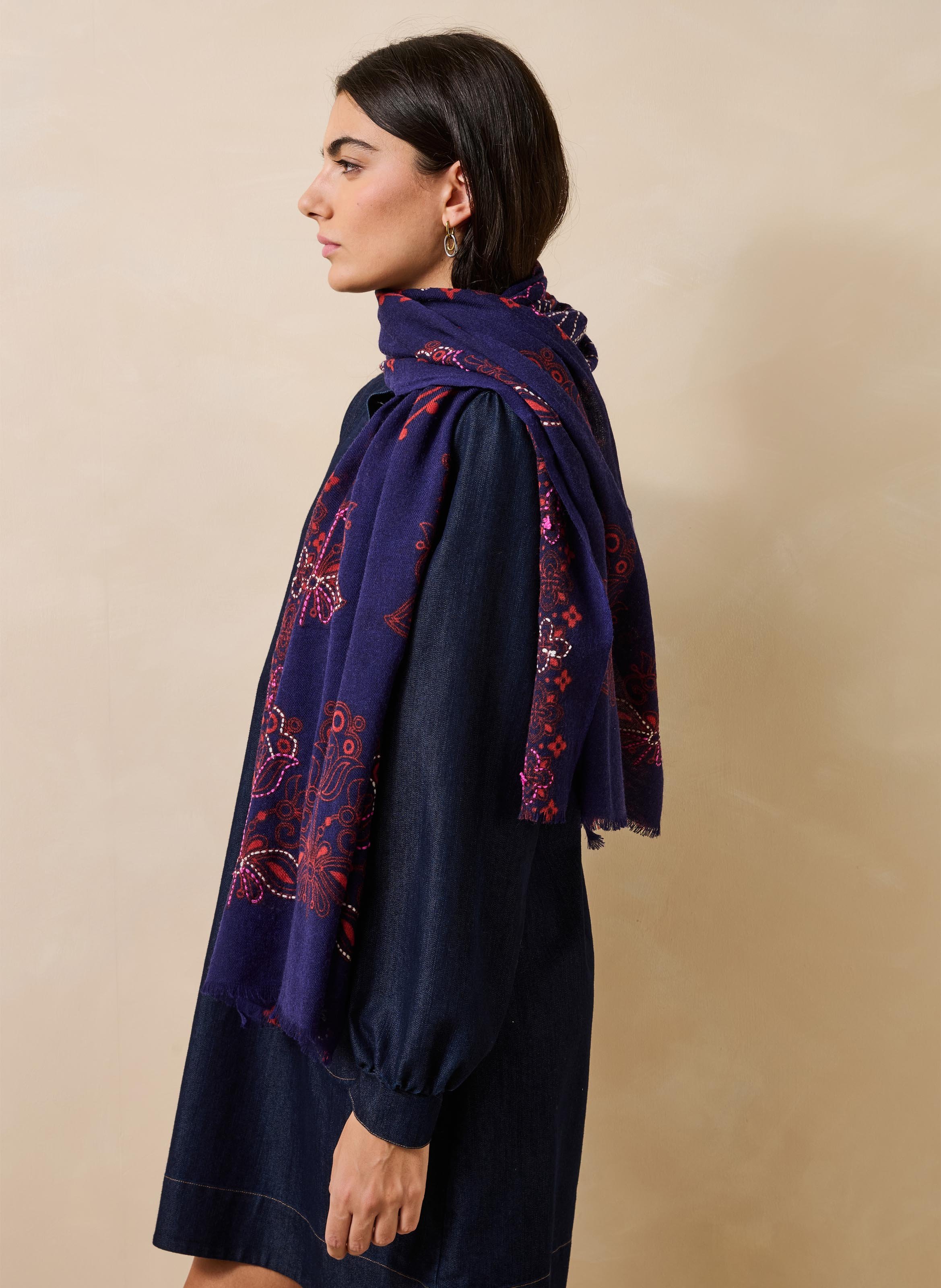 Echarpe en laine LA FEE MARABOUTEE Violet