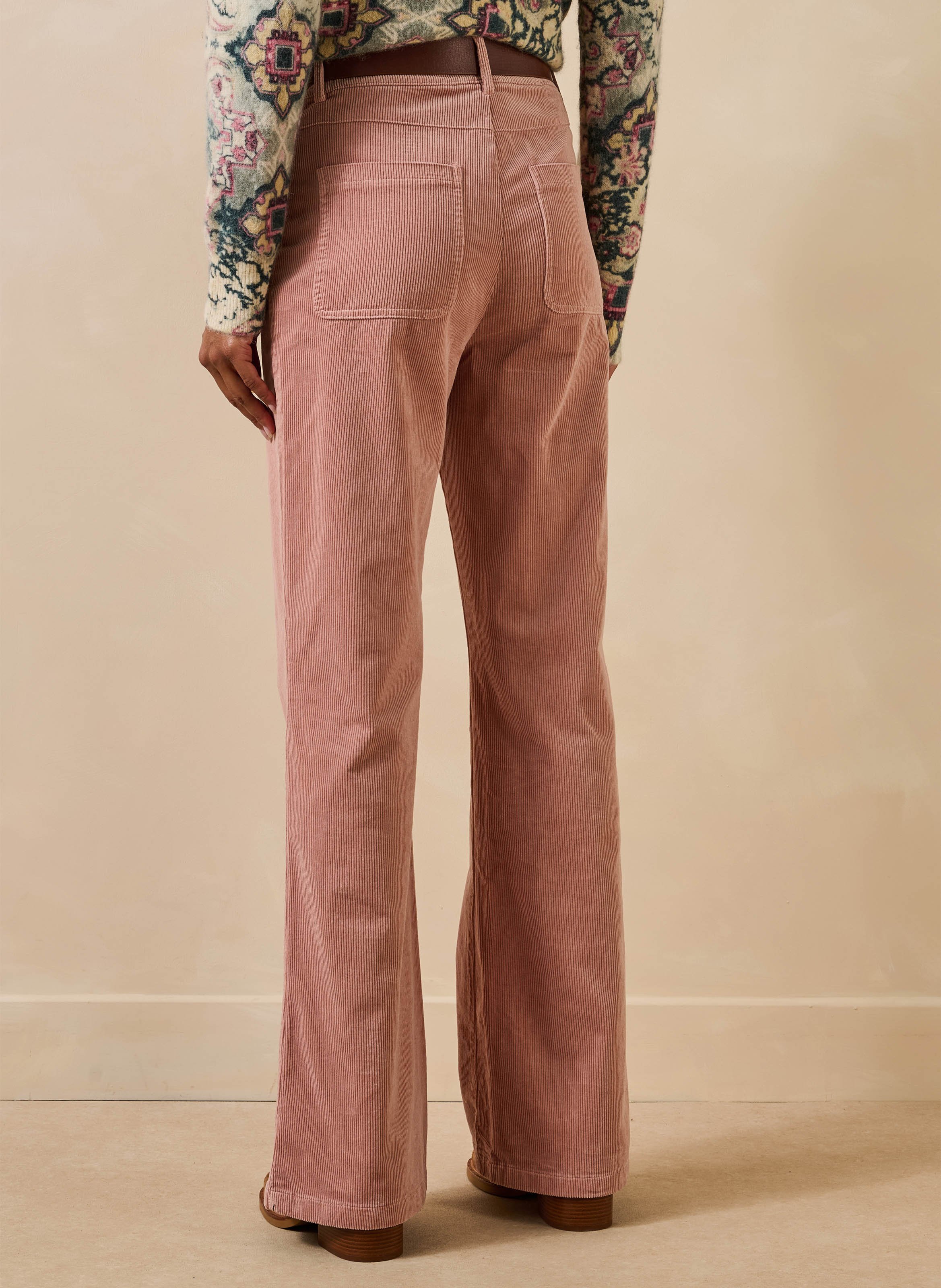 Pantalon large velours côtelé en coton mélangé LA FEE MARABOUTEE Rosa