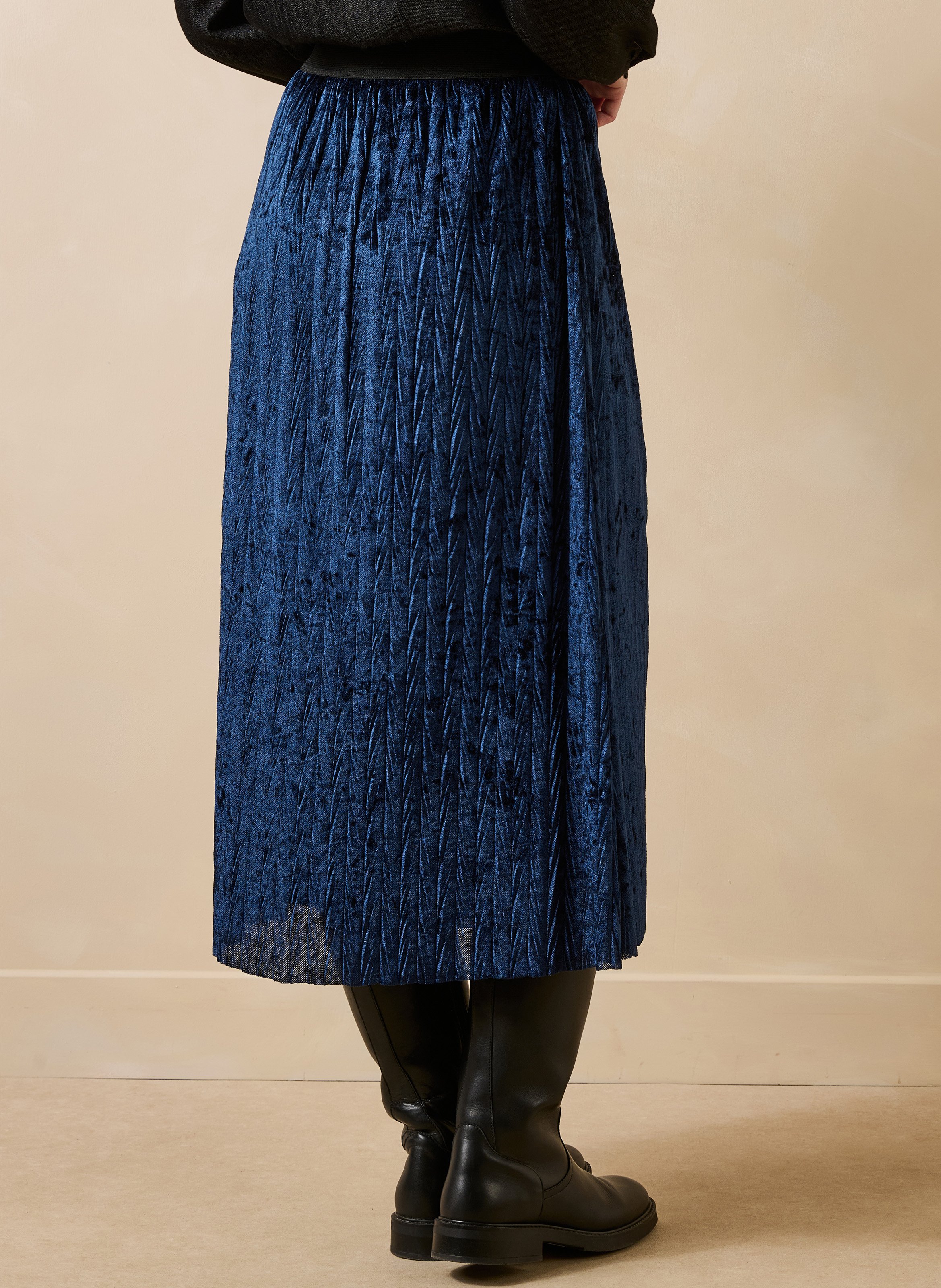 Flared midi skirt in velvet LA FEE MARABOUTEE Blue