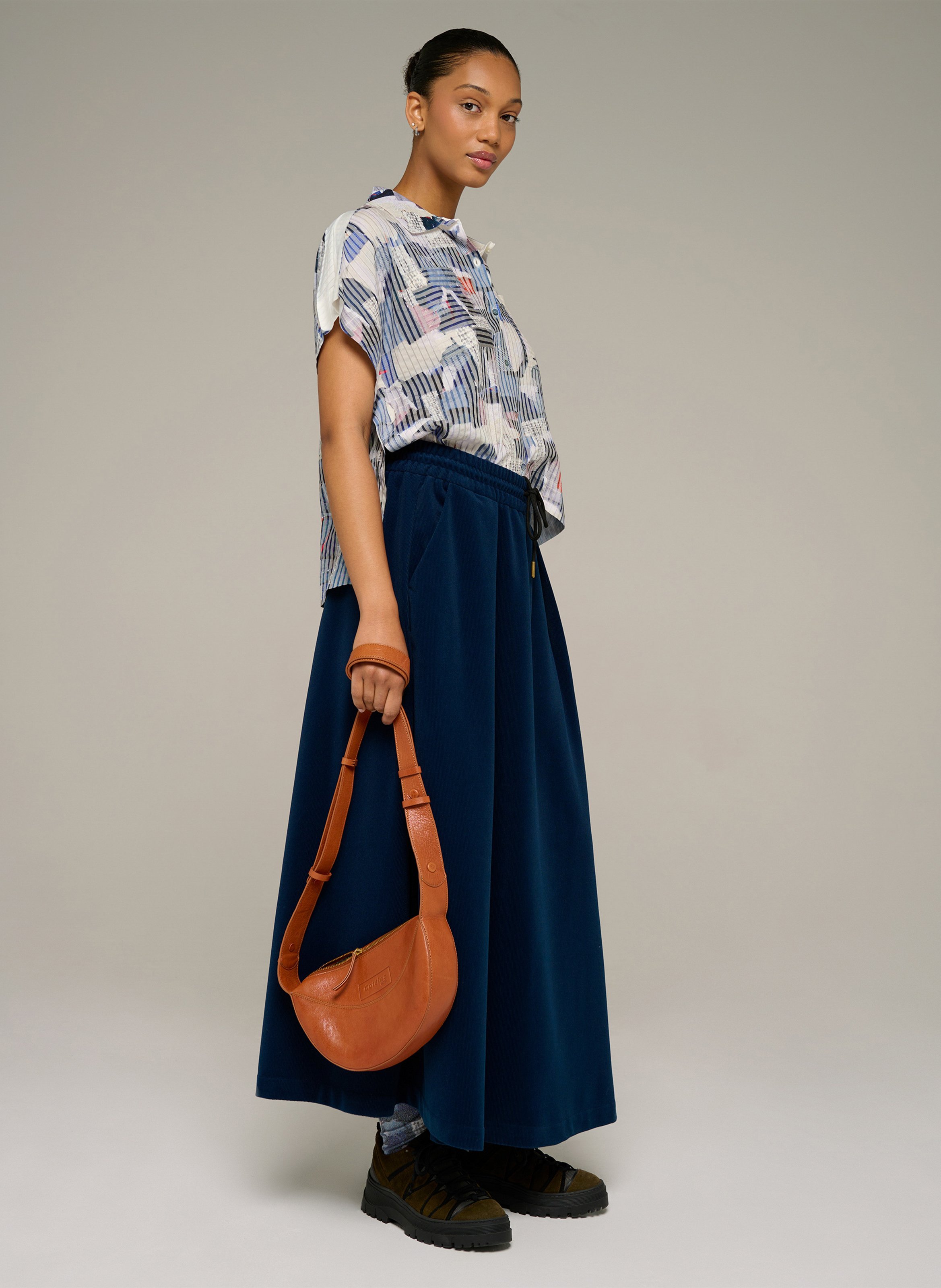 Oversized printed shirt with classic collar COTELAC ACOTE Blue