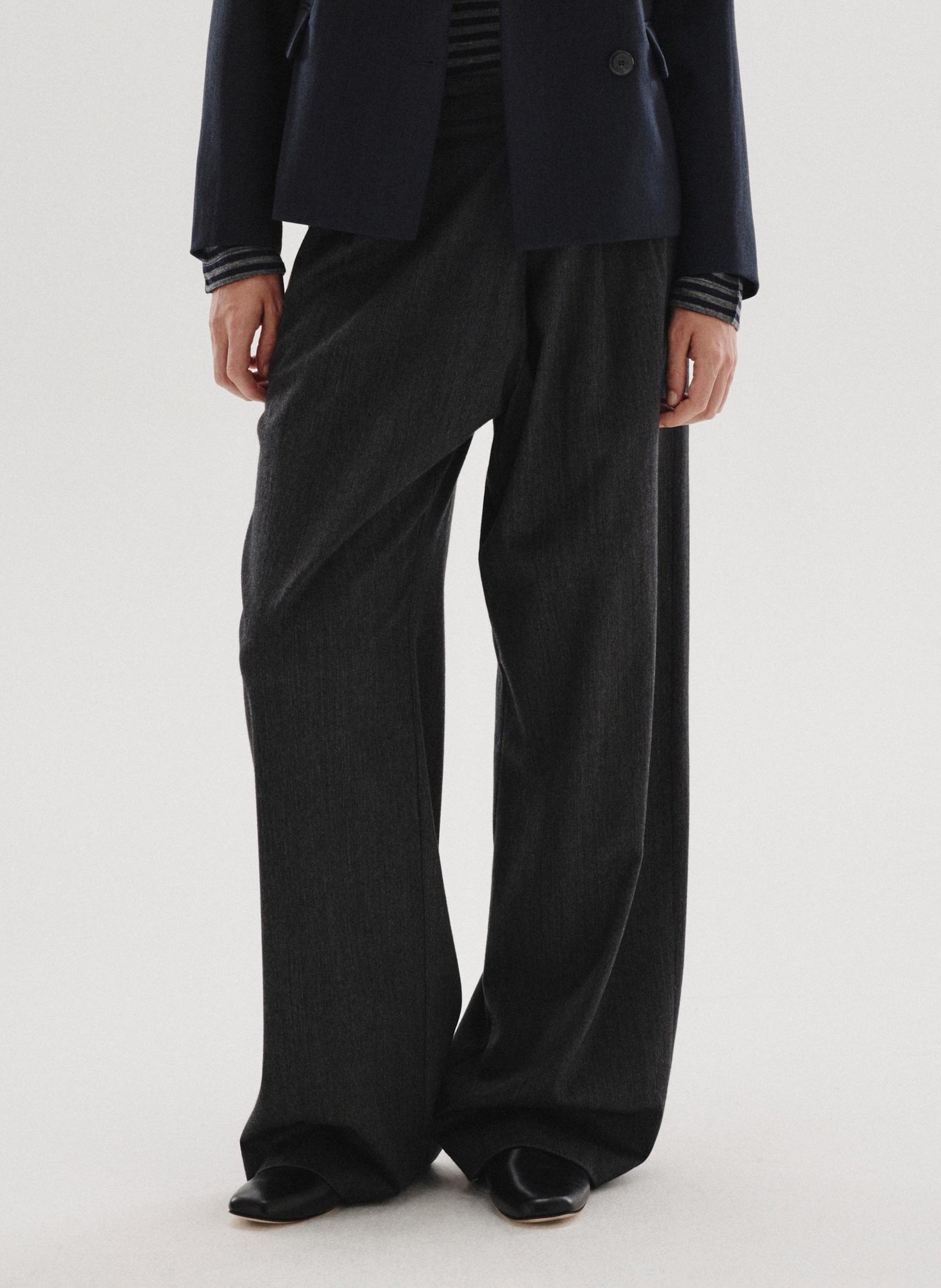 Wide-leg wool-blend pants POMANDERE Grey