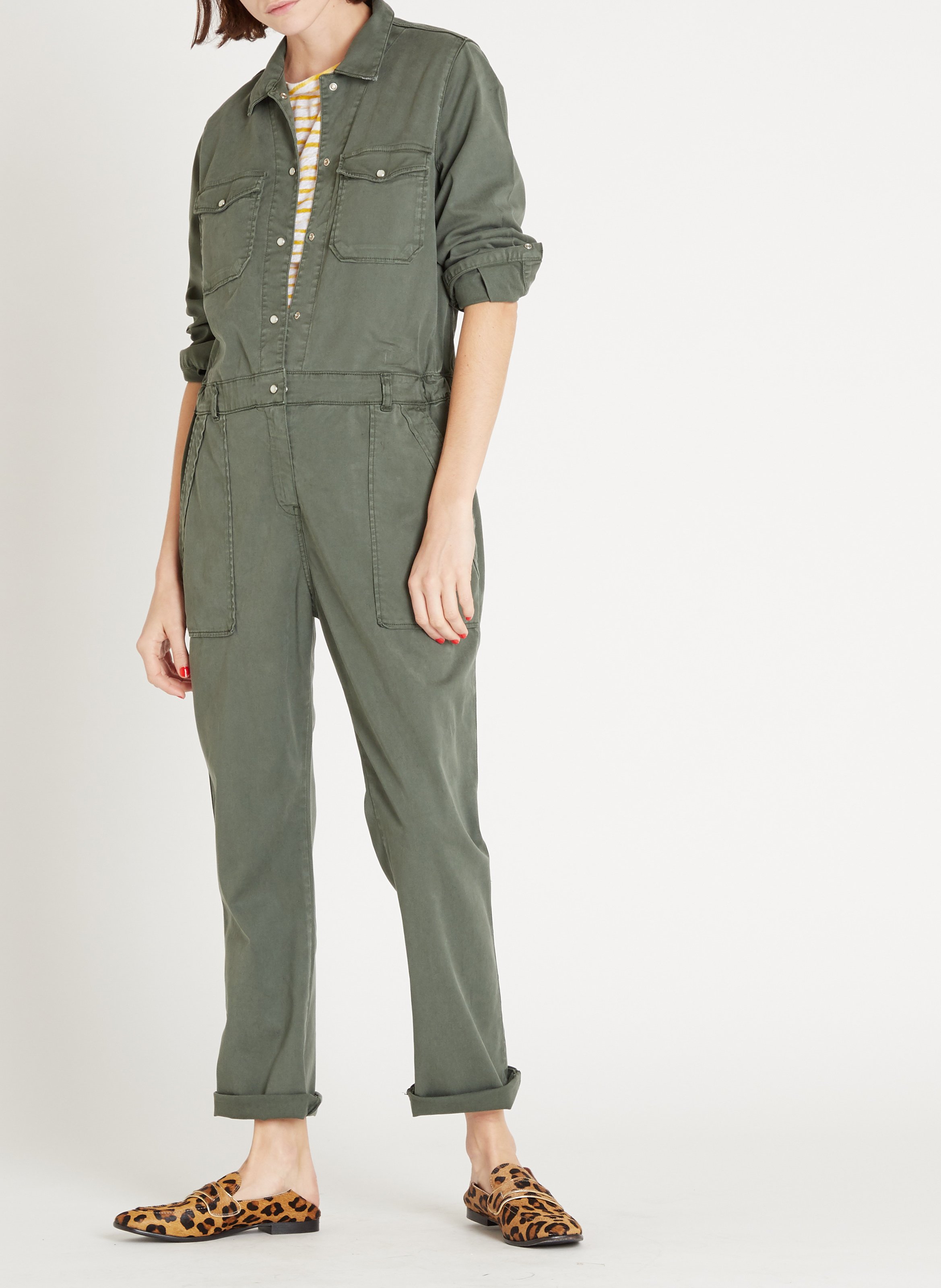 Tencel shirt jumpsuit ACQUAVERDE Green