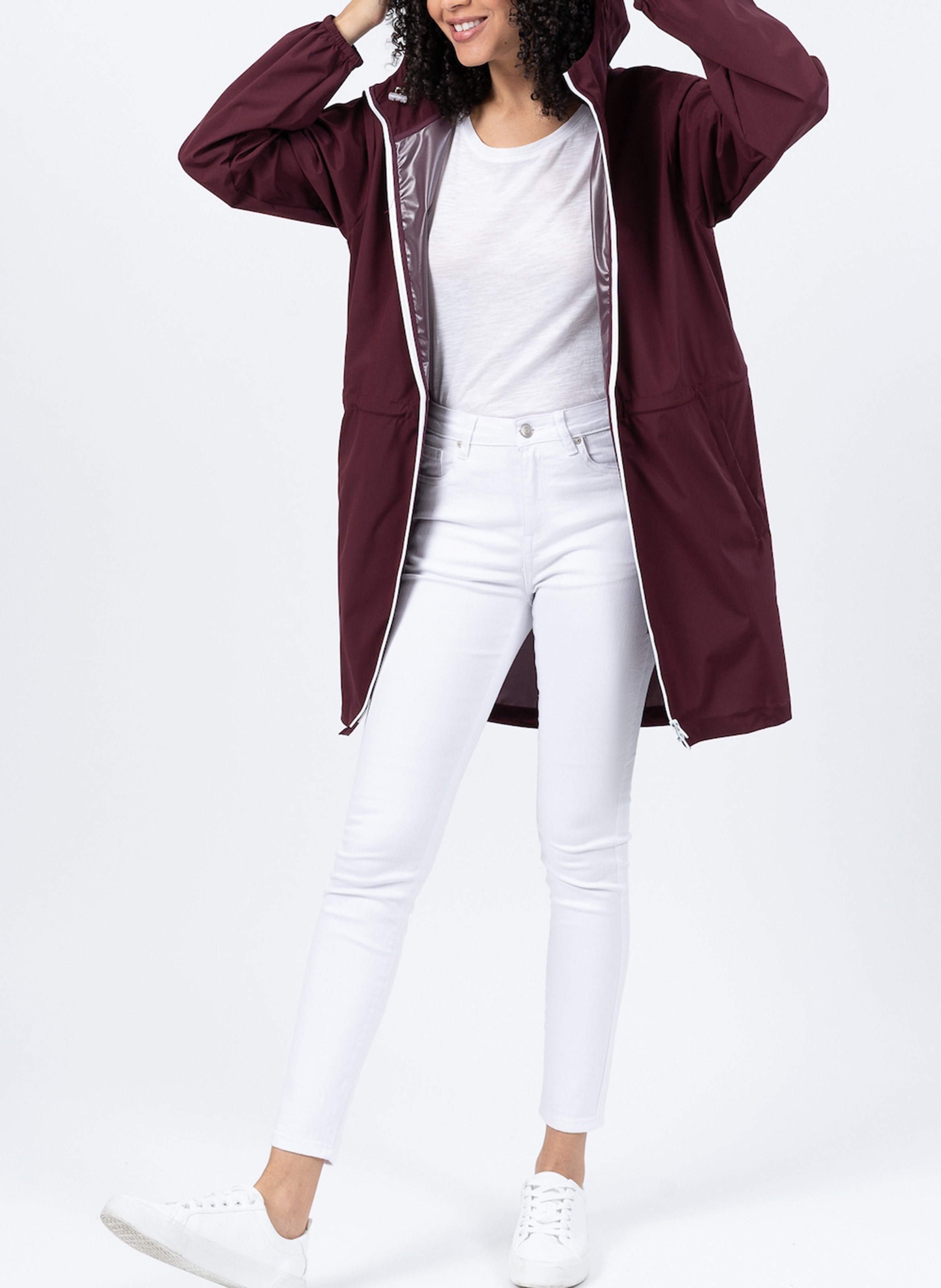 Imperméable long à capuche convertible  FLOTTE Rouge