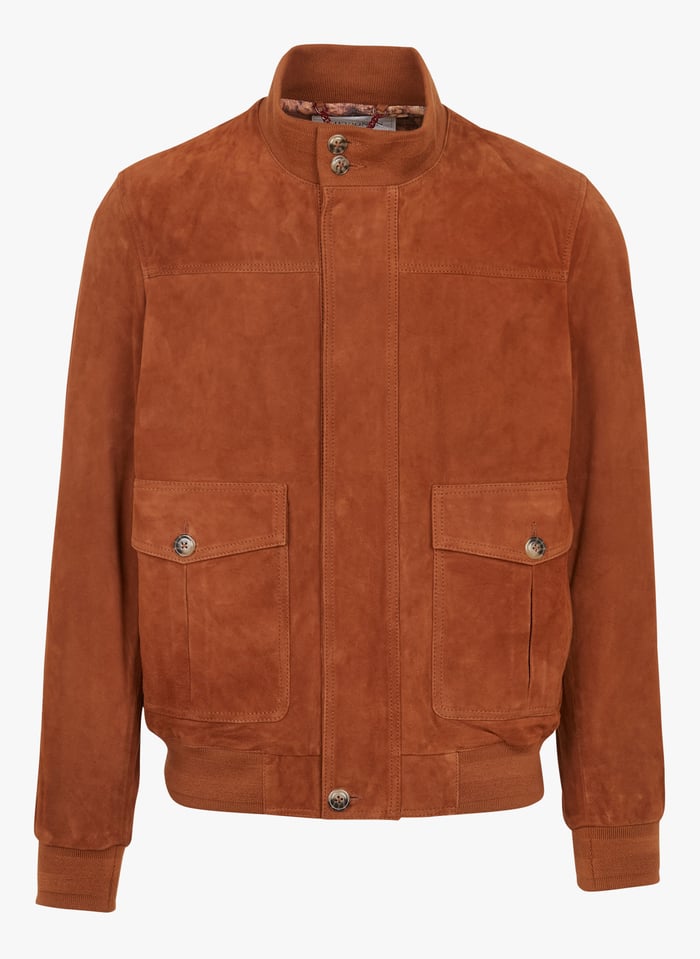 Blouson Col Montant En Cuir Velours Epsilum Cognac Chevignon