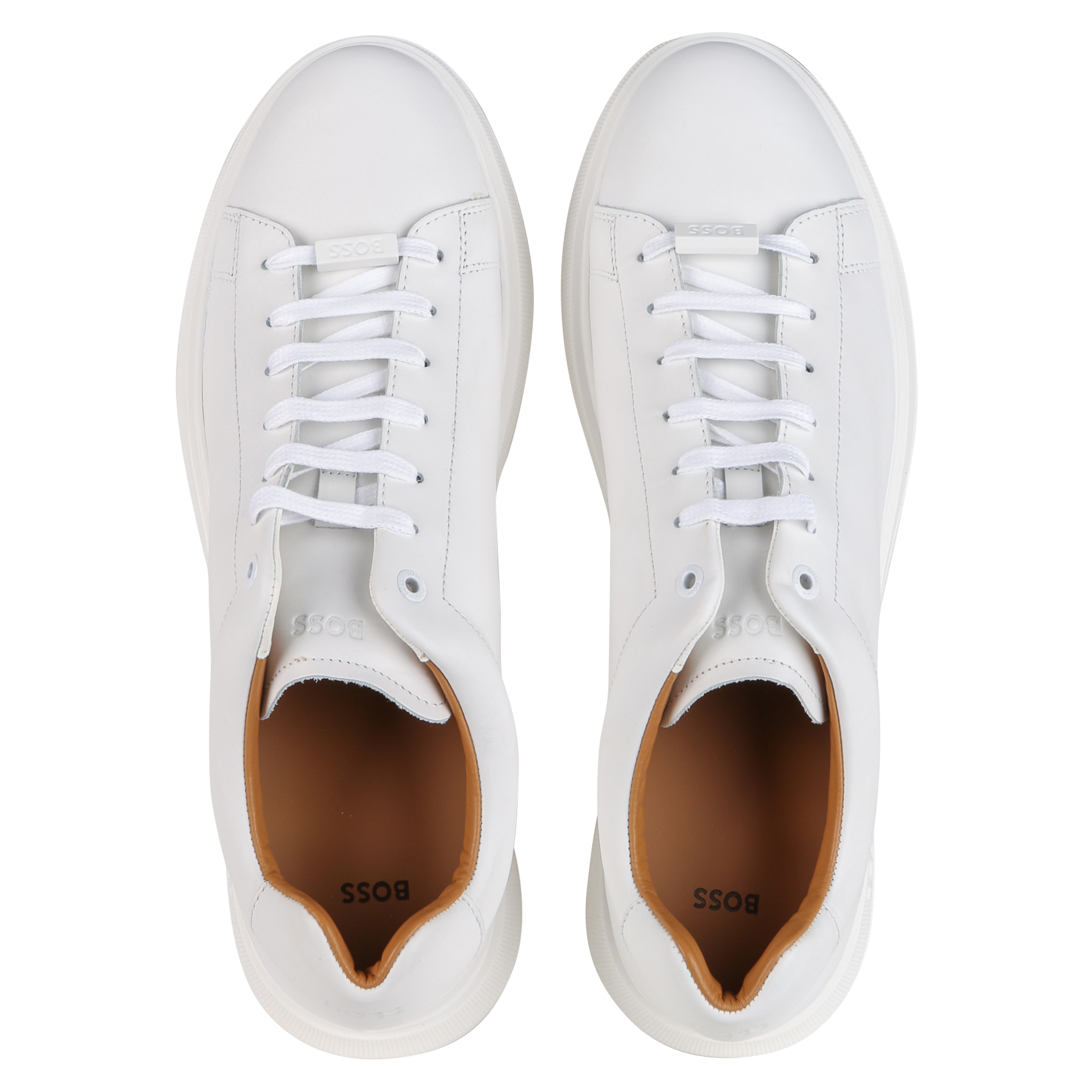 Leather low-top sneakers BOSS White