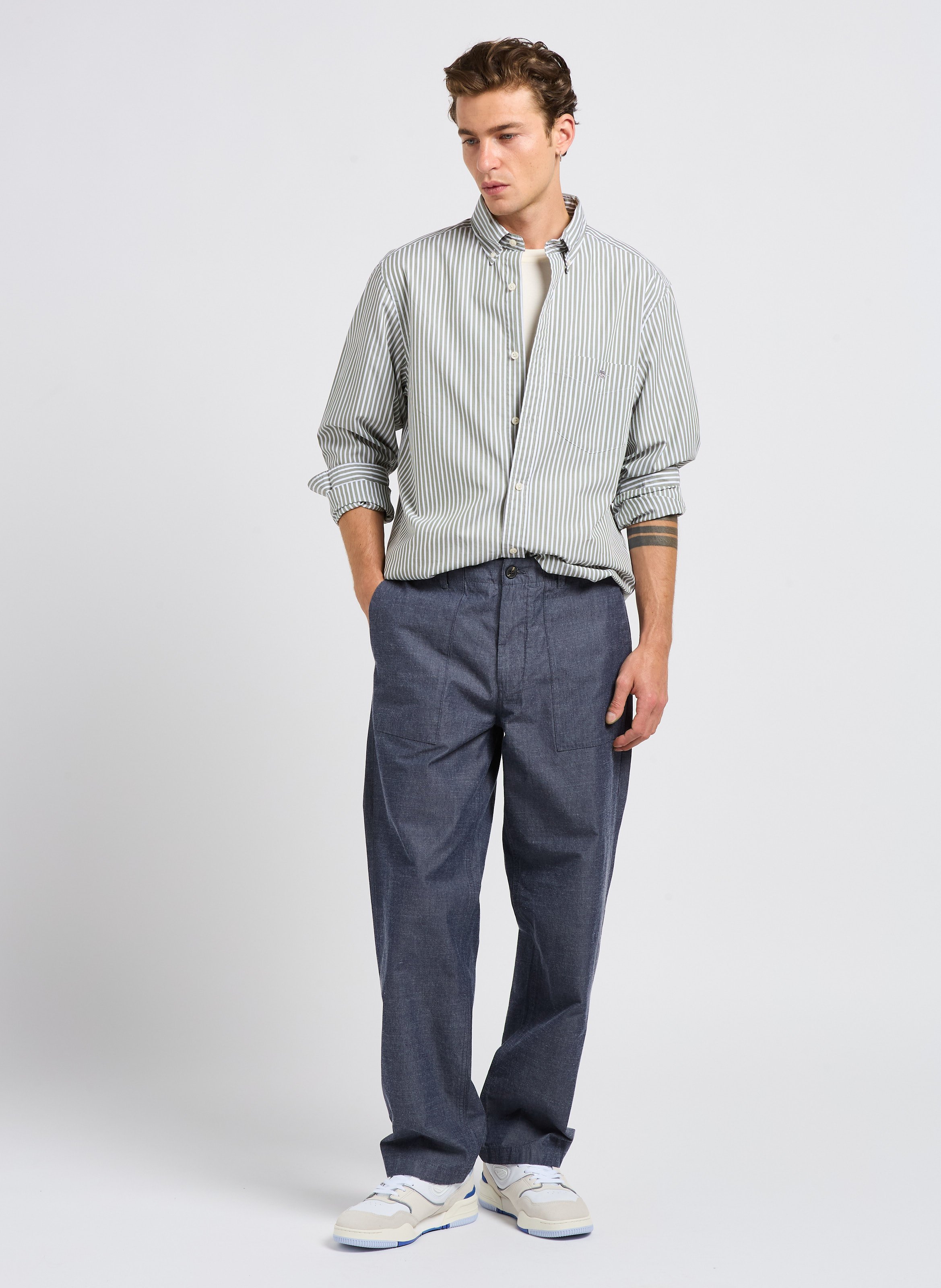 Pantalon droit en coton bio KNOWLEDGE COTTON APPAREL Bleu