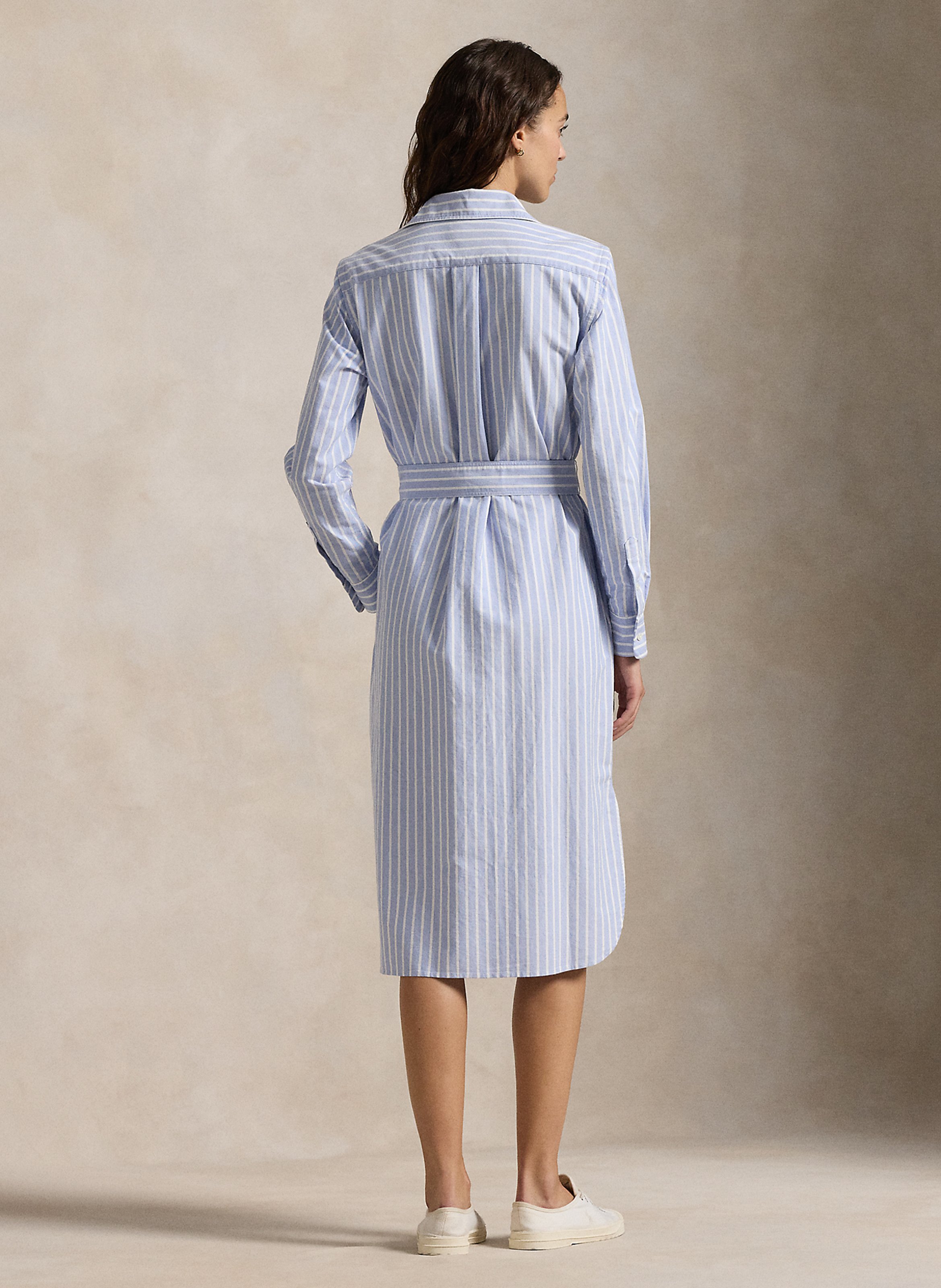 ワンピース POLO RALPH LAUREN Woman Dress Blue 211959901 1153 Belted cotton midi shirt dress 1153 harbor island blue-white