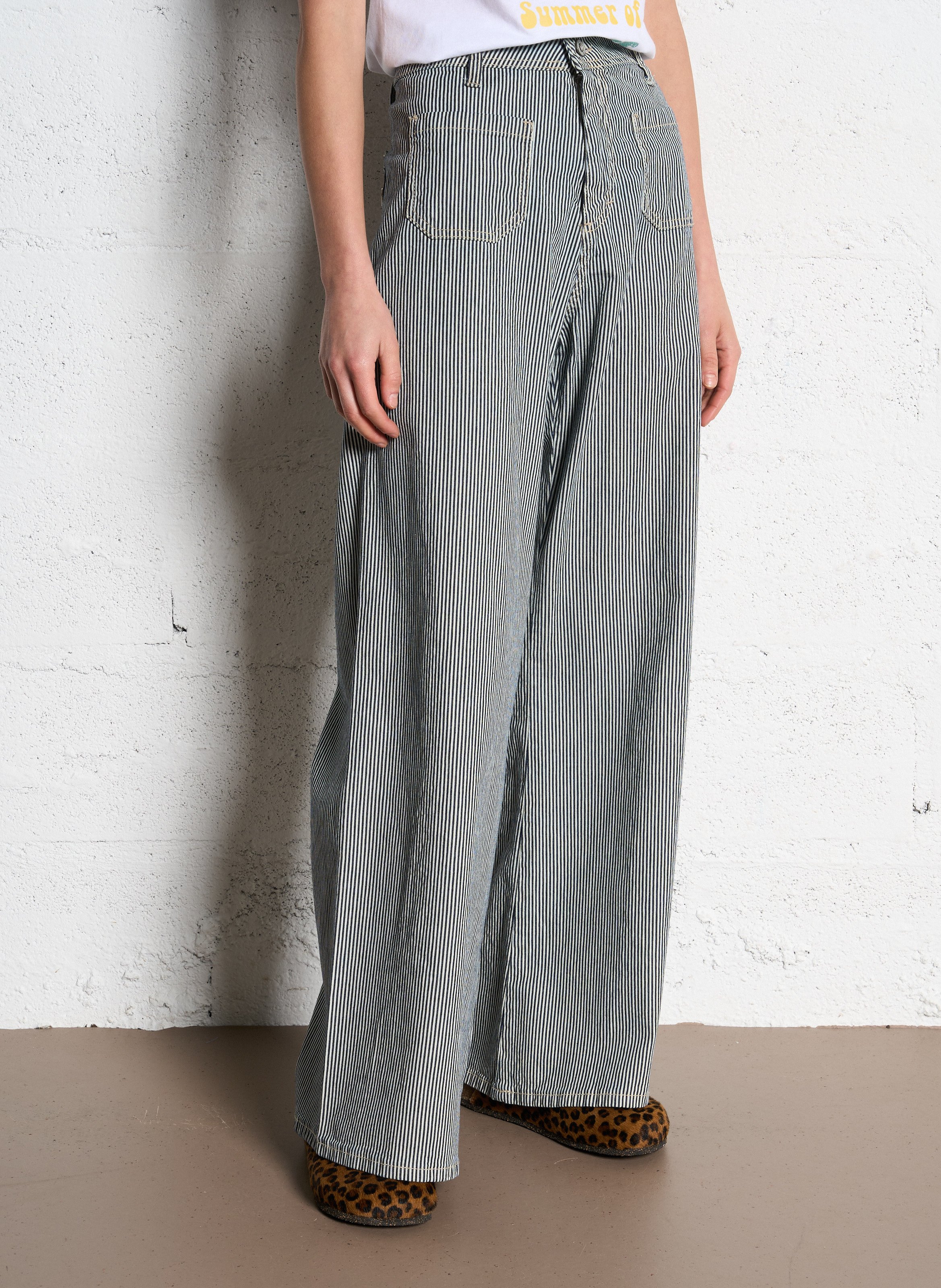 High-waisted striped flare jeans PLEASE Multicolored