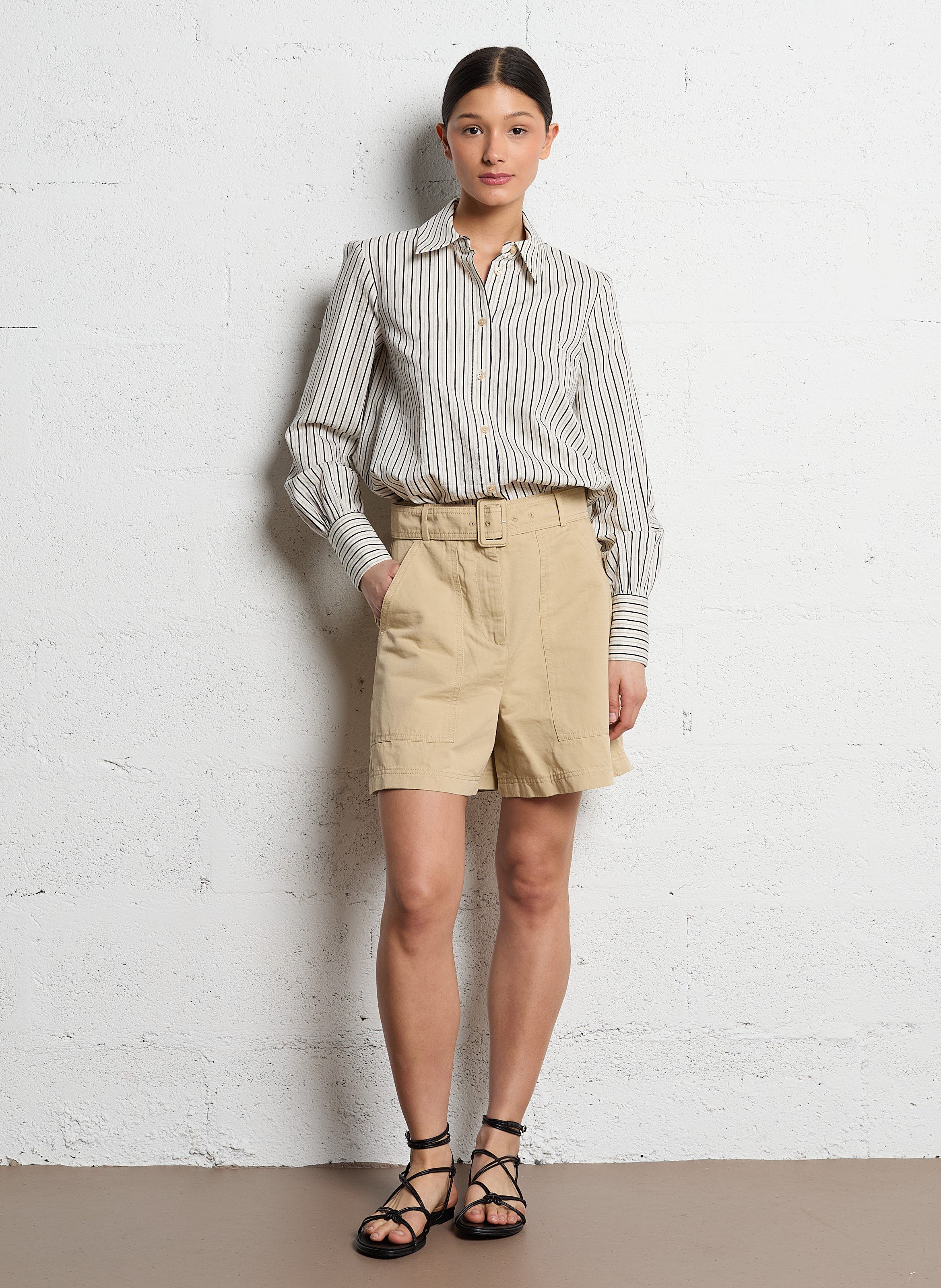 High-waisted straight shorts MAX MARA WEEK END Beige