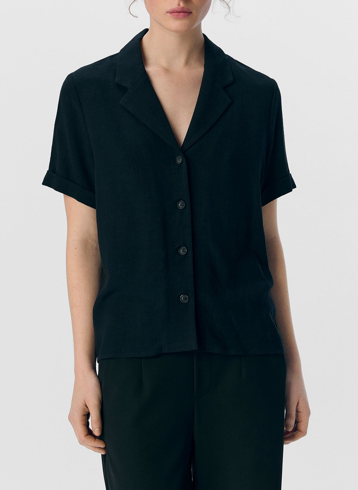 Straight-cut buttoned shirt OBJECT Black