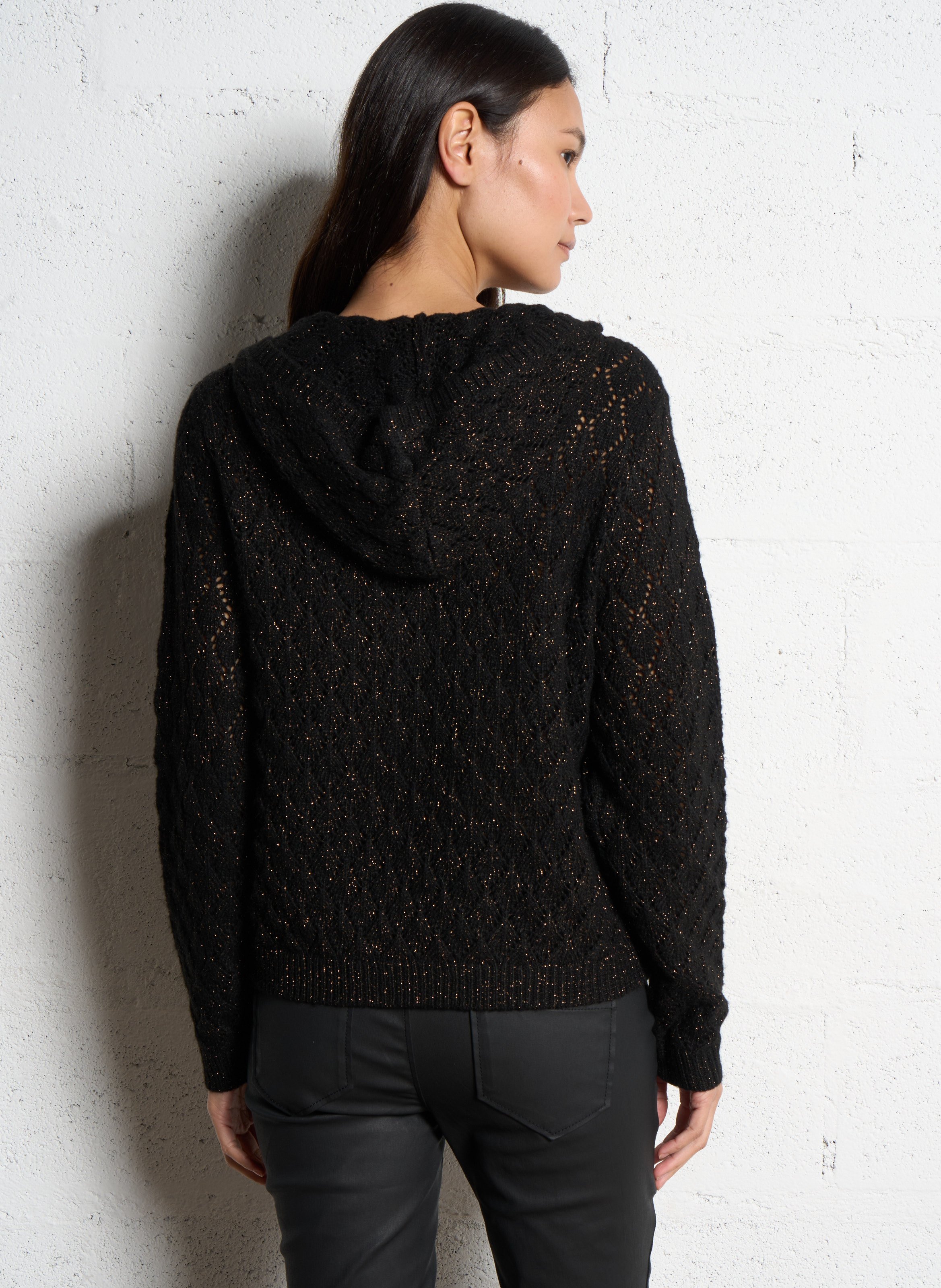 Round-neck cardigan Black