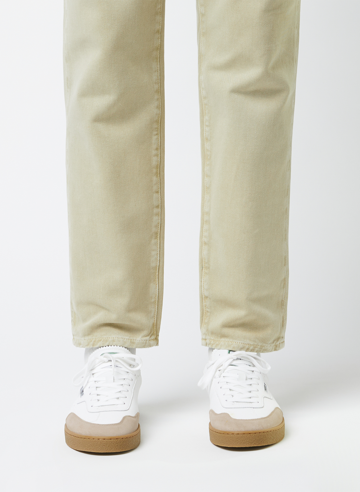 Lage baskets van leermix Wit