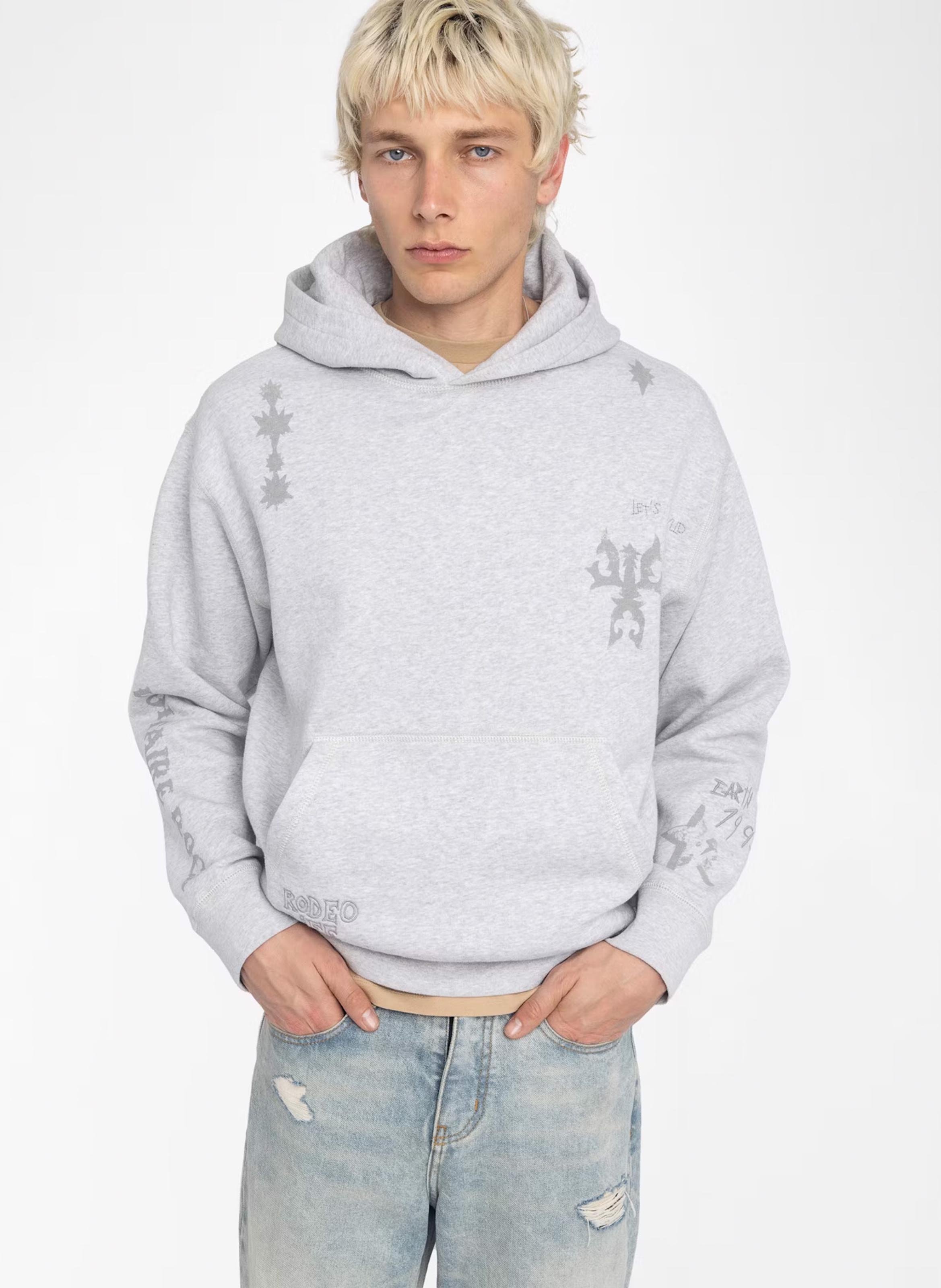 Sweat à capuche en coton imprimé ZADIG&amp;VOLTAIRE Gris